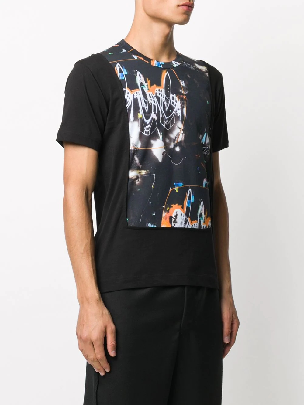 abstract print panelled T-shirt - 3