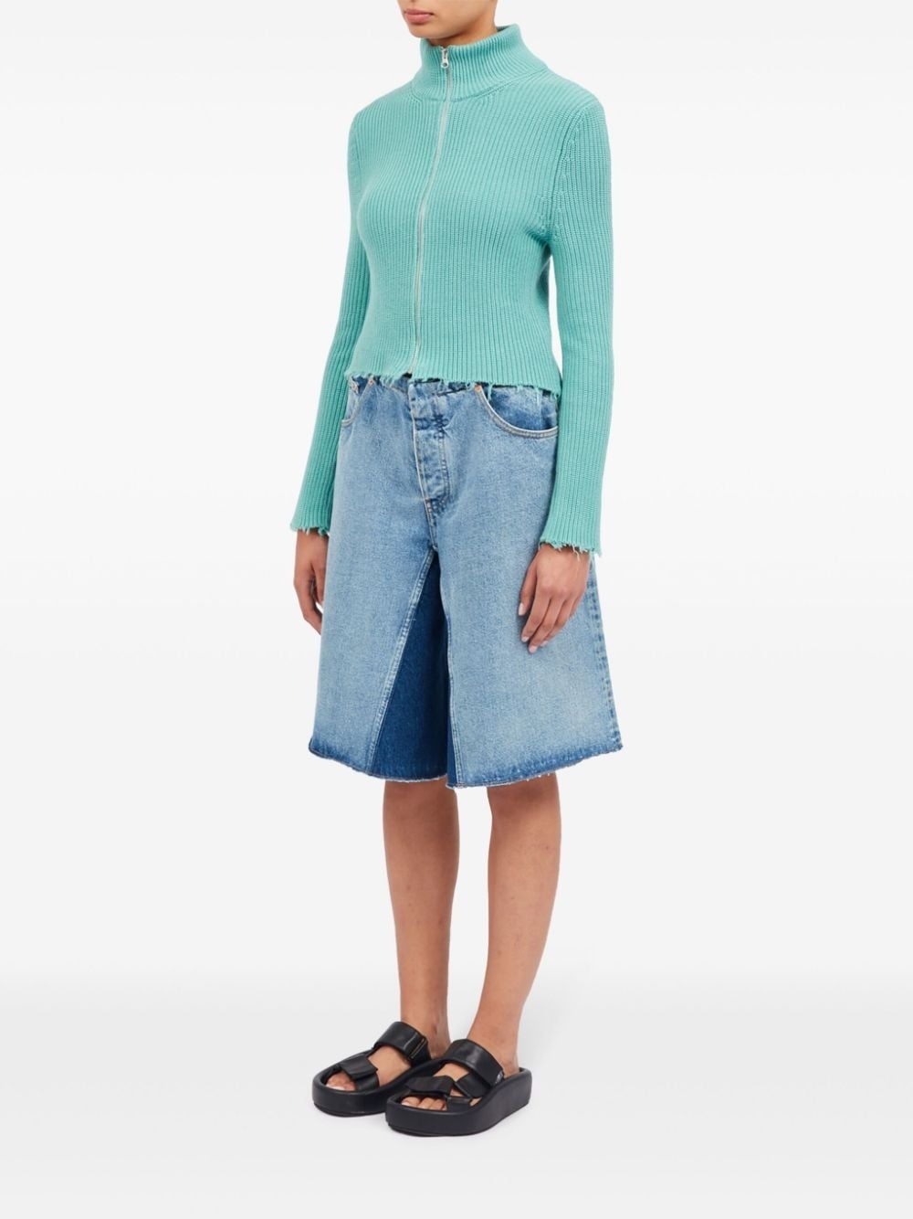 raw-cut cropped cardigan - 6