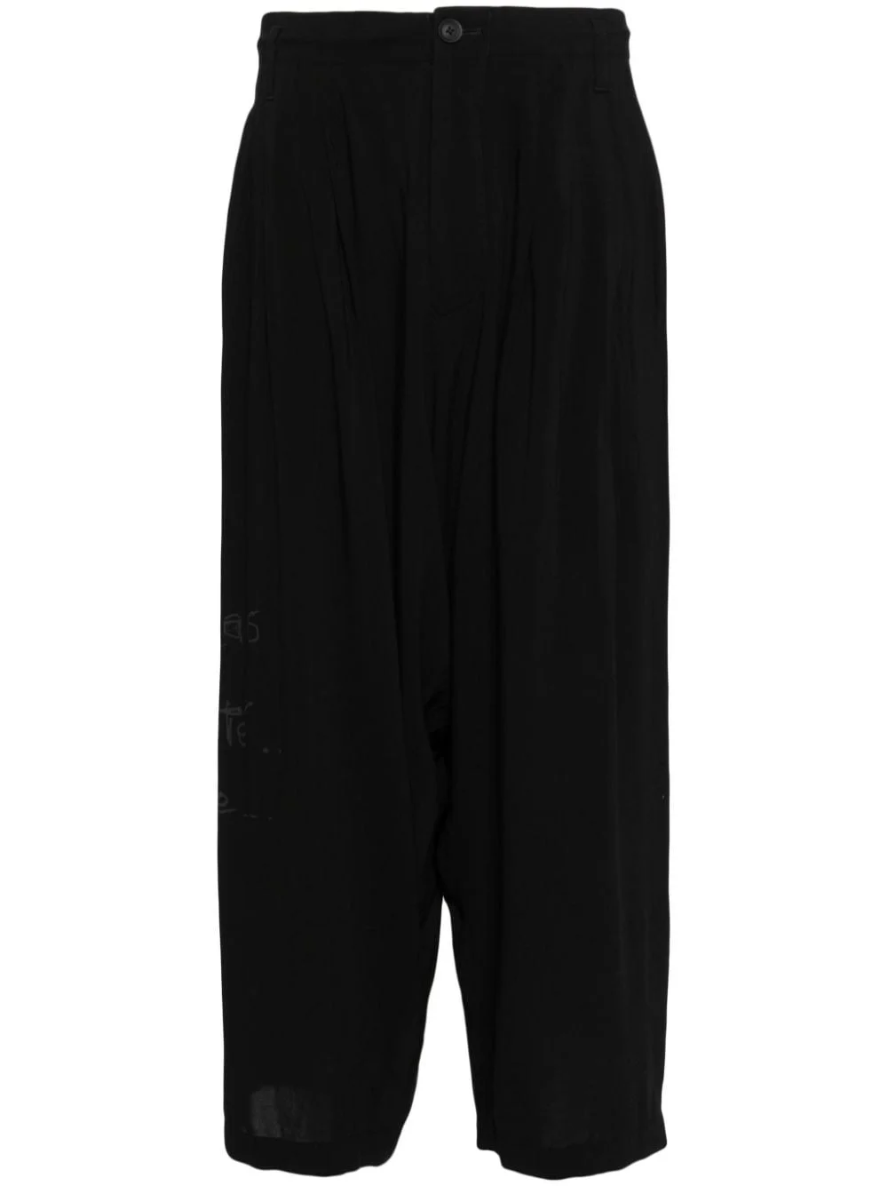 graphic-print cropped velvet trousers - 1