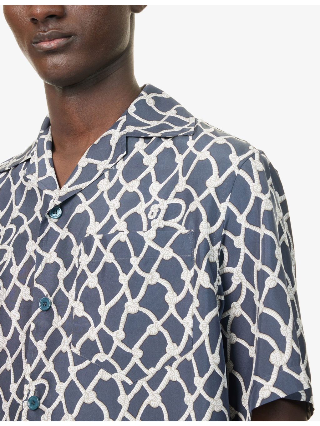 Graphic-Print Short-Sleeve Silk Shirt - 5