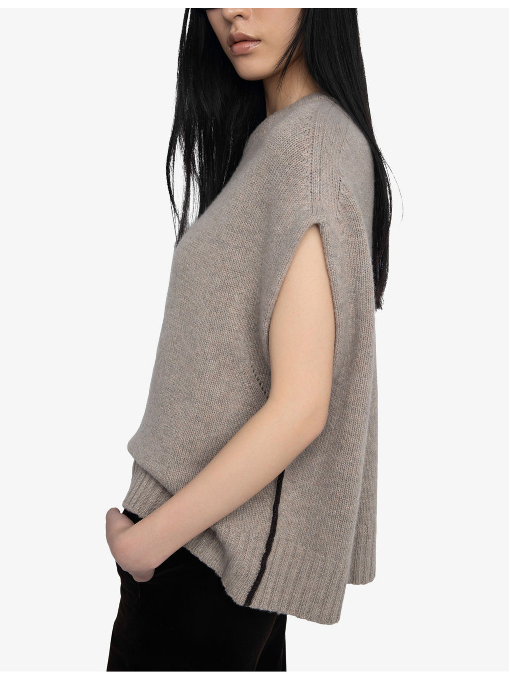 Contrast-Edge Relaxed-Fit Sleeveless Wool And Cashmere-Blend Jumper - 4