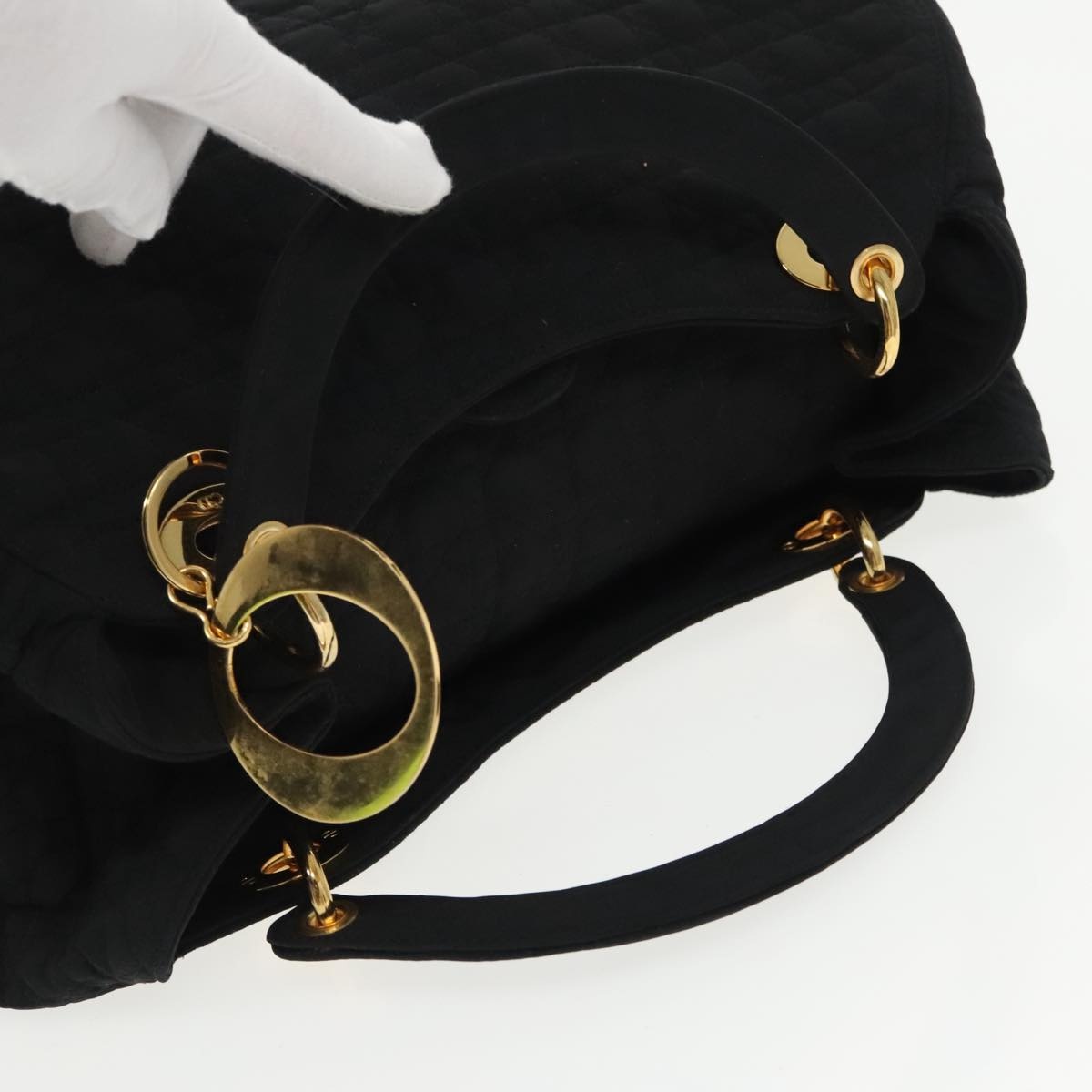 DIOR Canage Hand Bag Nylon Black Gold - 6