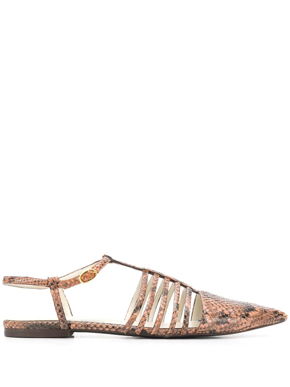 snake-effect strappy ballerina shoes - 1