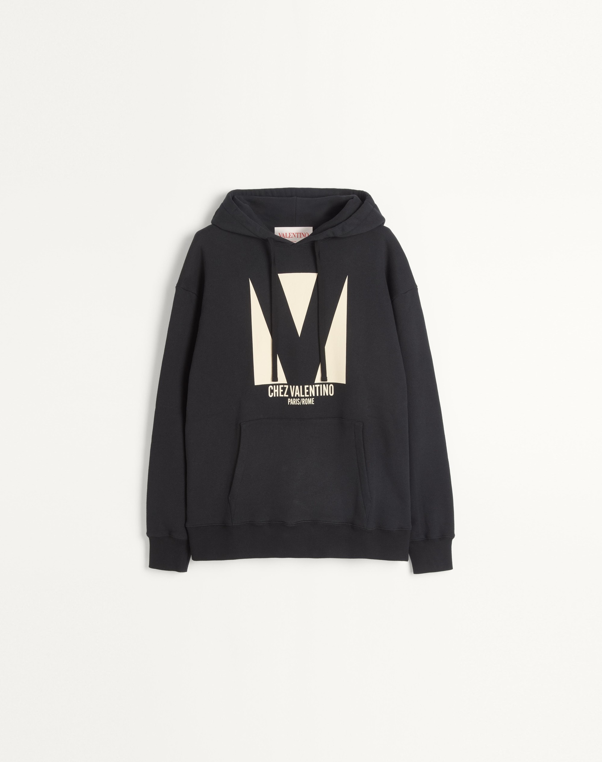 COTTON HOODED SWEATSHIRT WITH CHEZ VALENTINO PRINT - 1