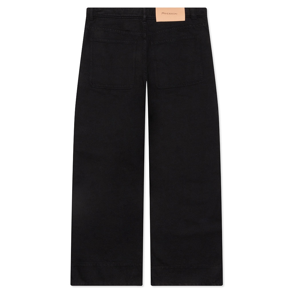 HIGH WAIST WIDE LEG TROUSERS - BLACK - 2