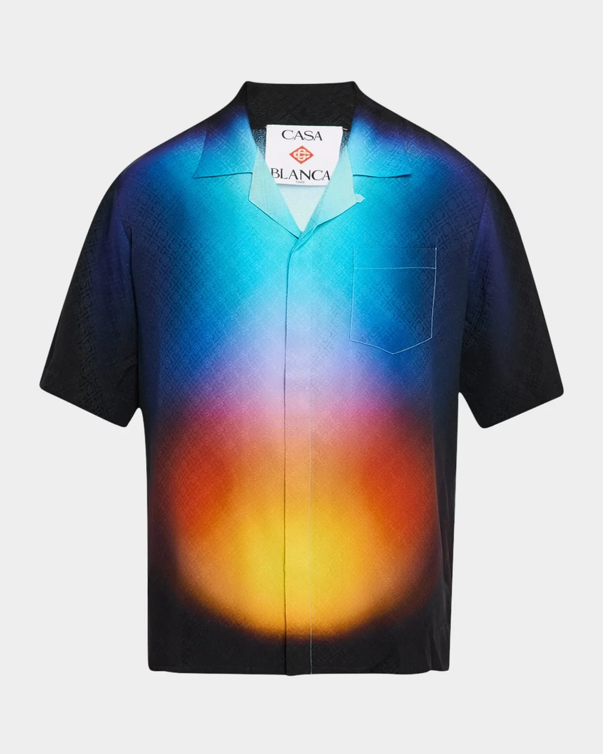 Men's Gradient Monogram Silk Camp Shirt - 1