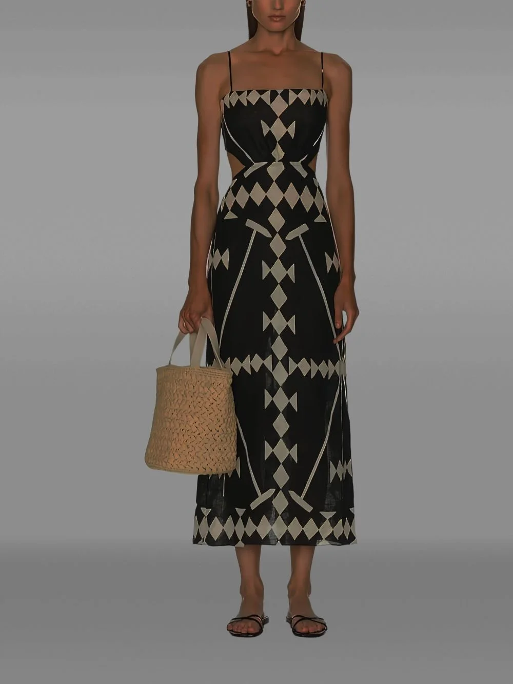 geometric-print midi dress - 1