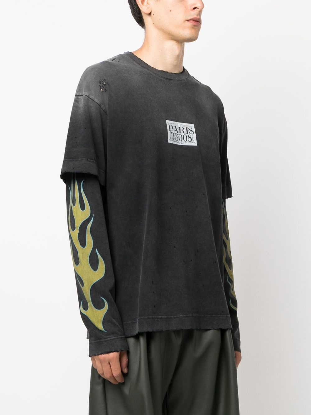 logo-print double-layer T-shirt - 3