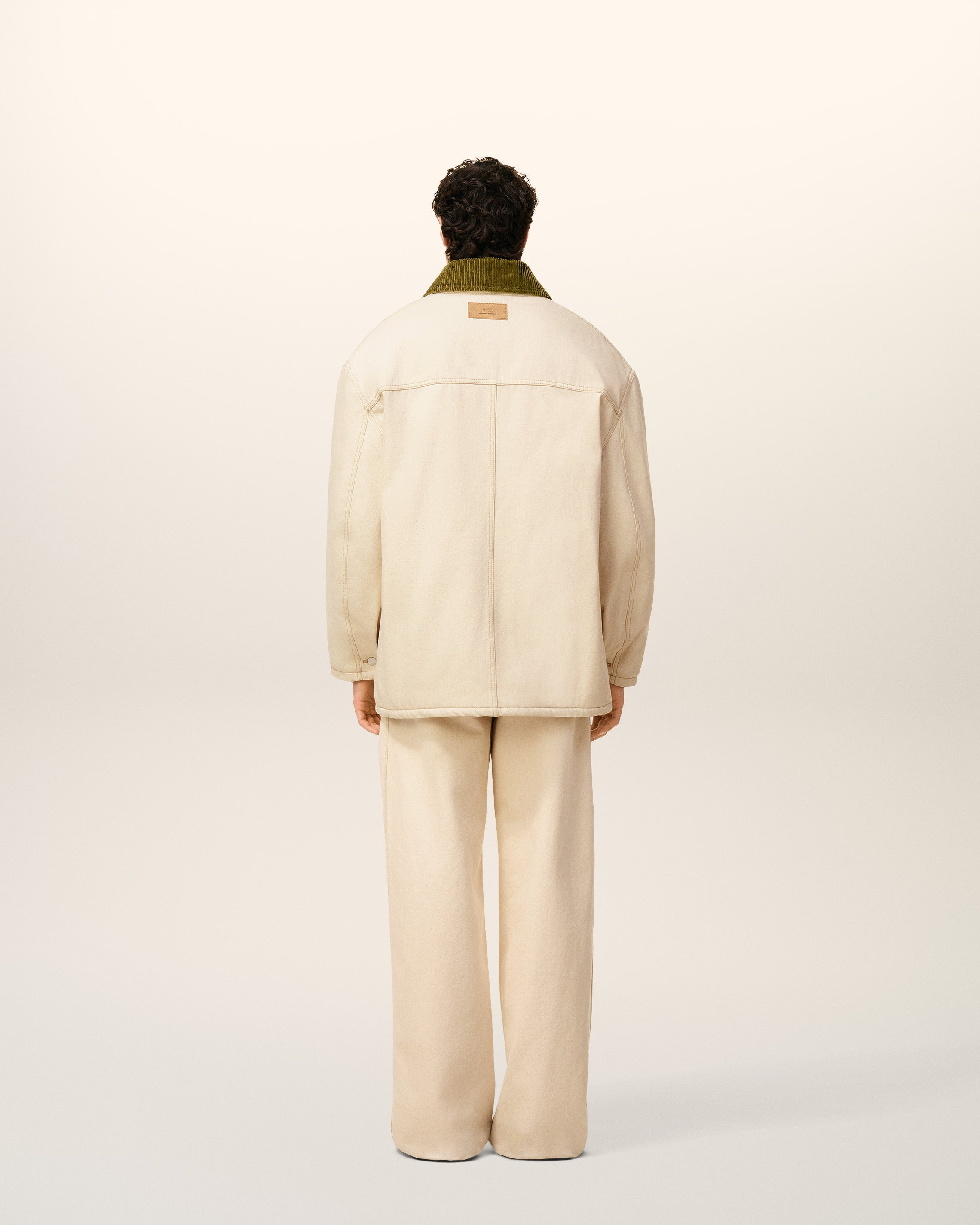 WHITE COTTON PADDED WORKER JACKET - 7