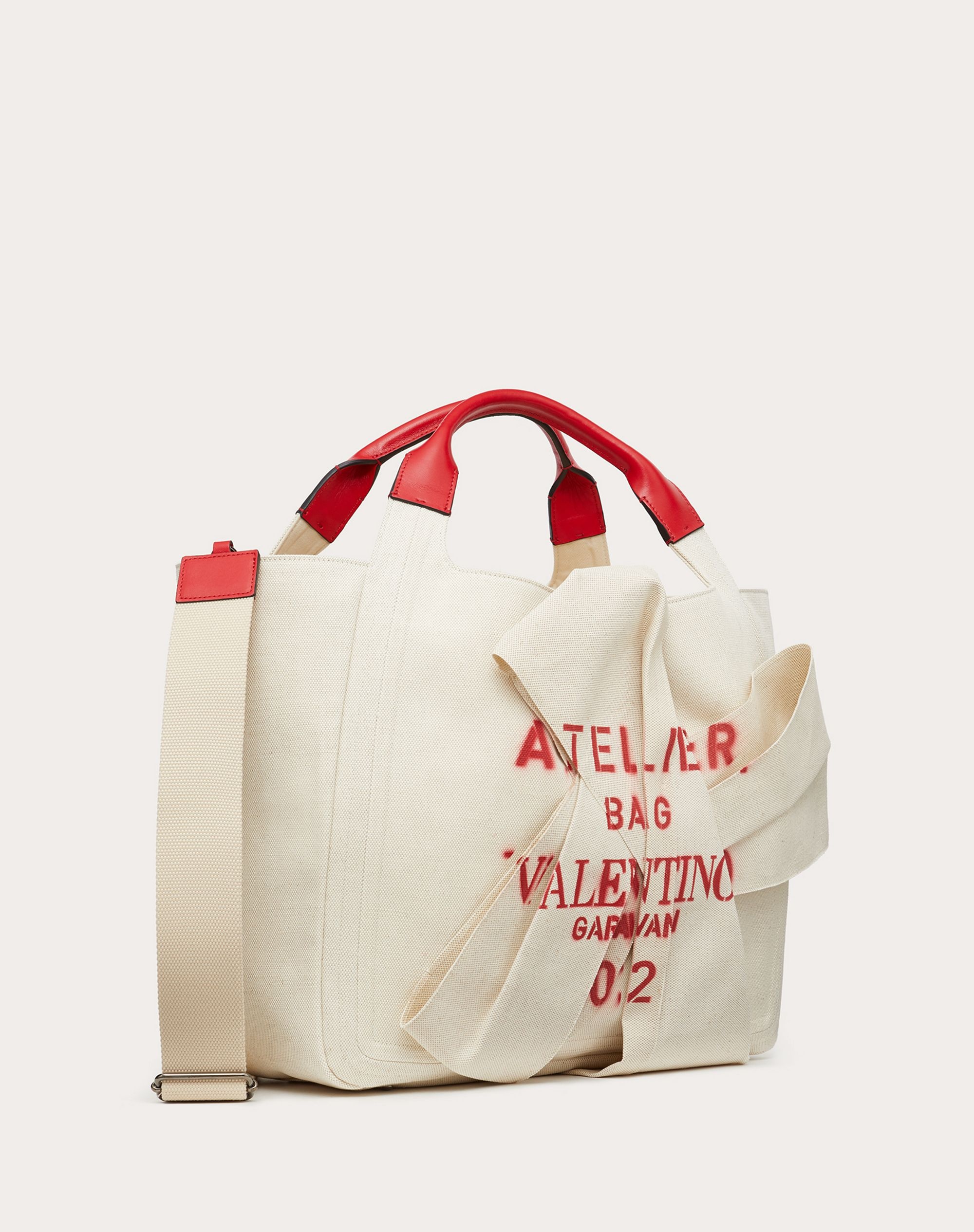 Large Valentino Garavani 02 Bow Edition Atelier Canvas Tote Bag - 2