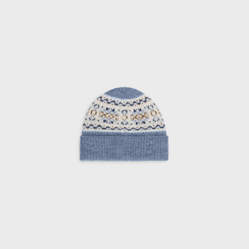 CELINE beanie in triomphe fair isle wool outlook