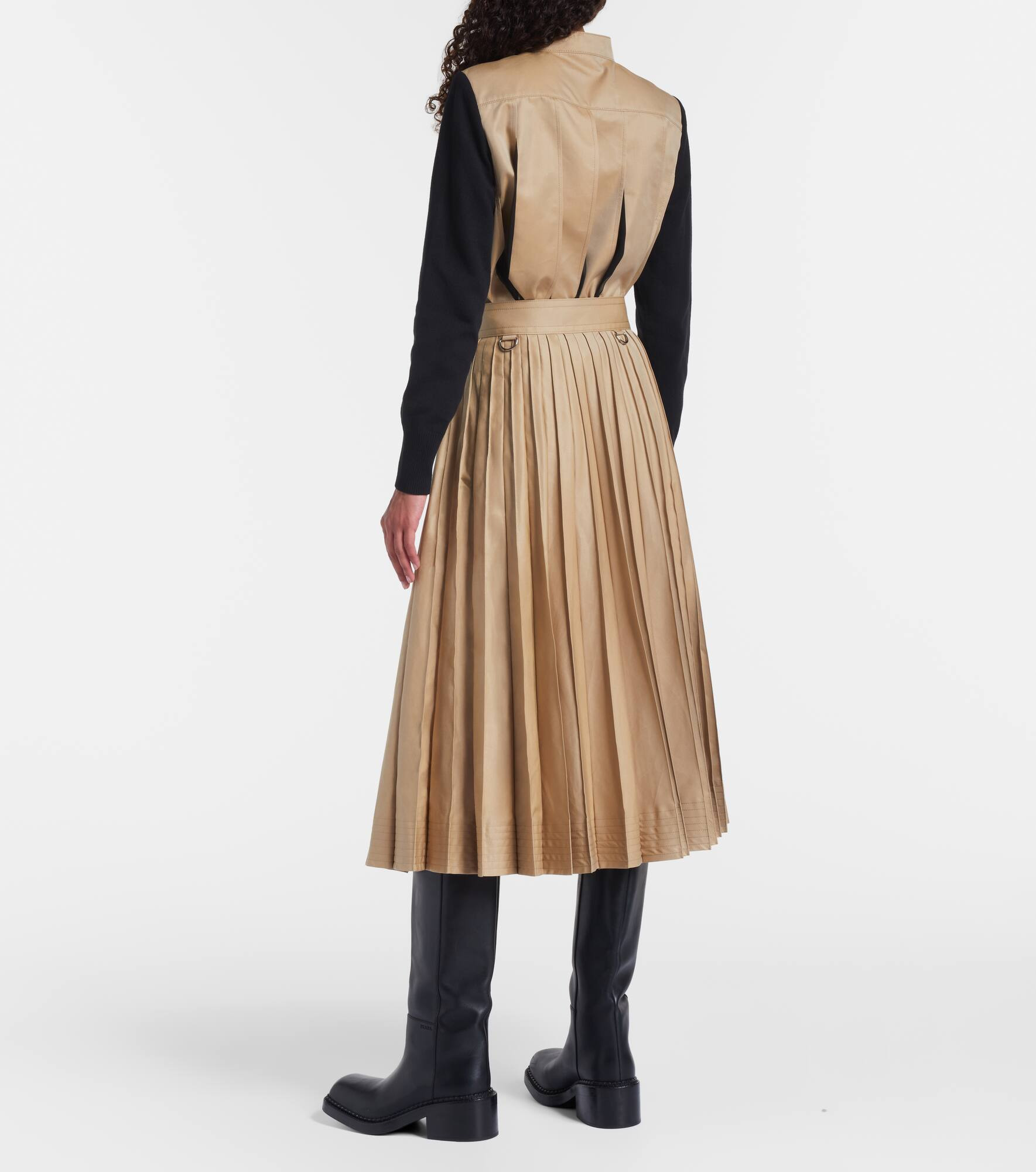 Cotton-blend gabardine midi skirt - 3