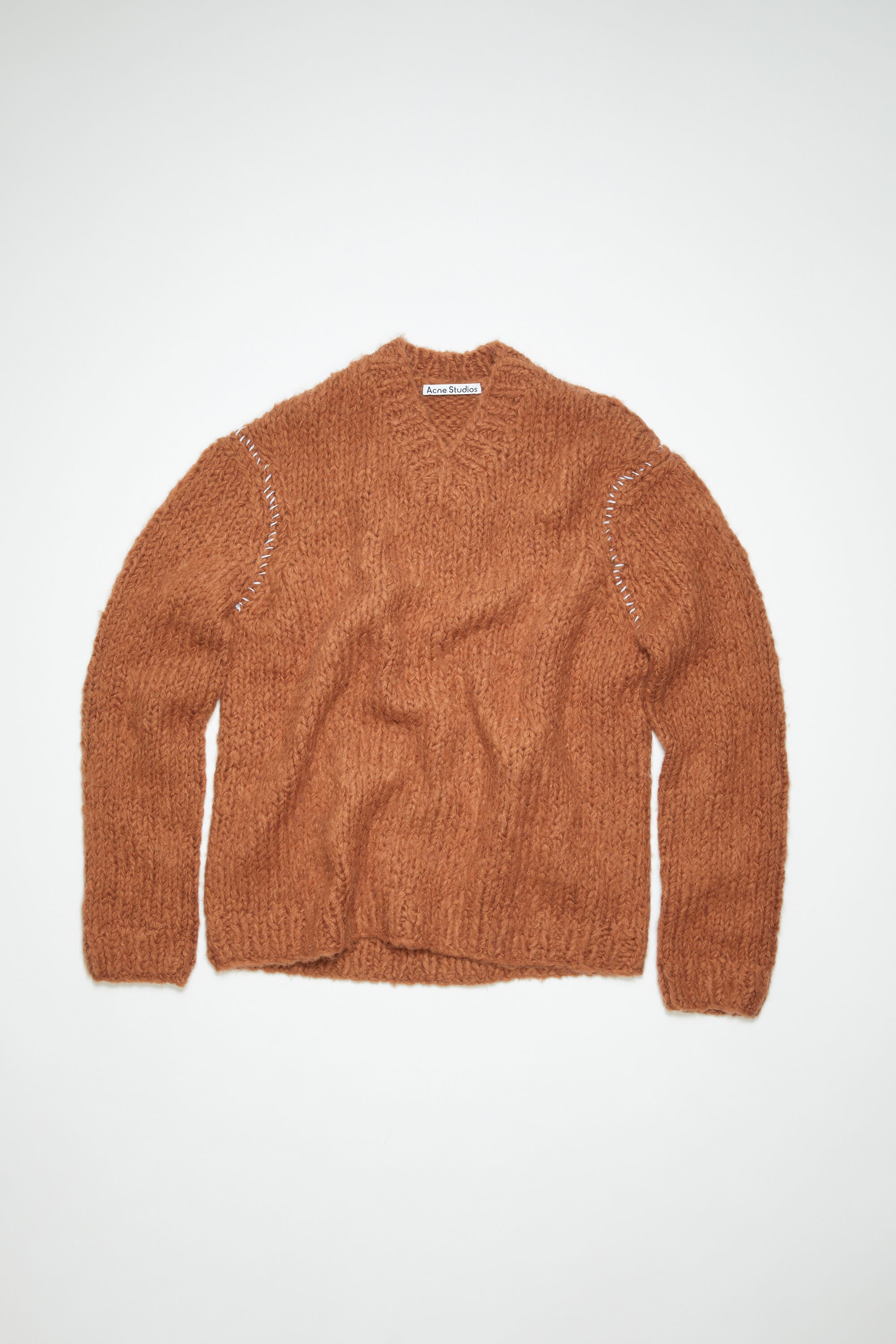 Knitted alpaca mix jumper - Ginger brown - 1