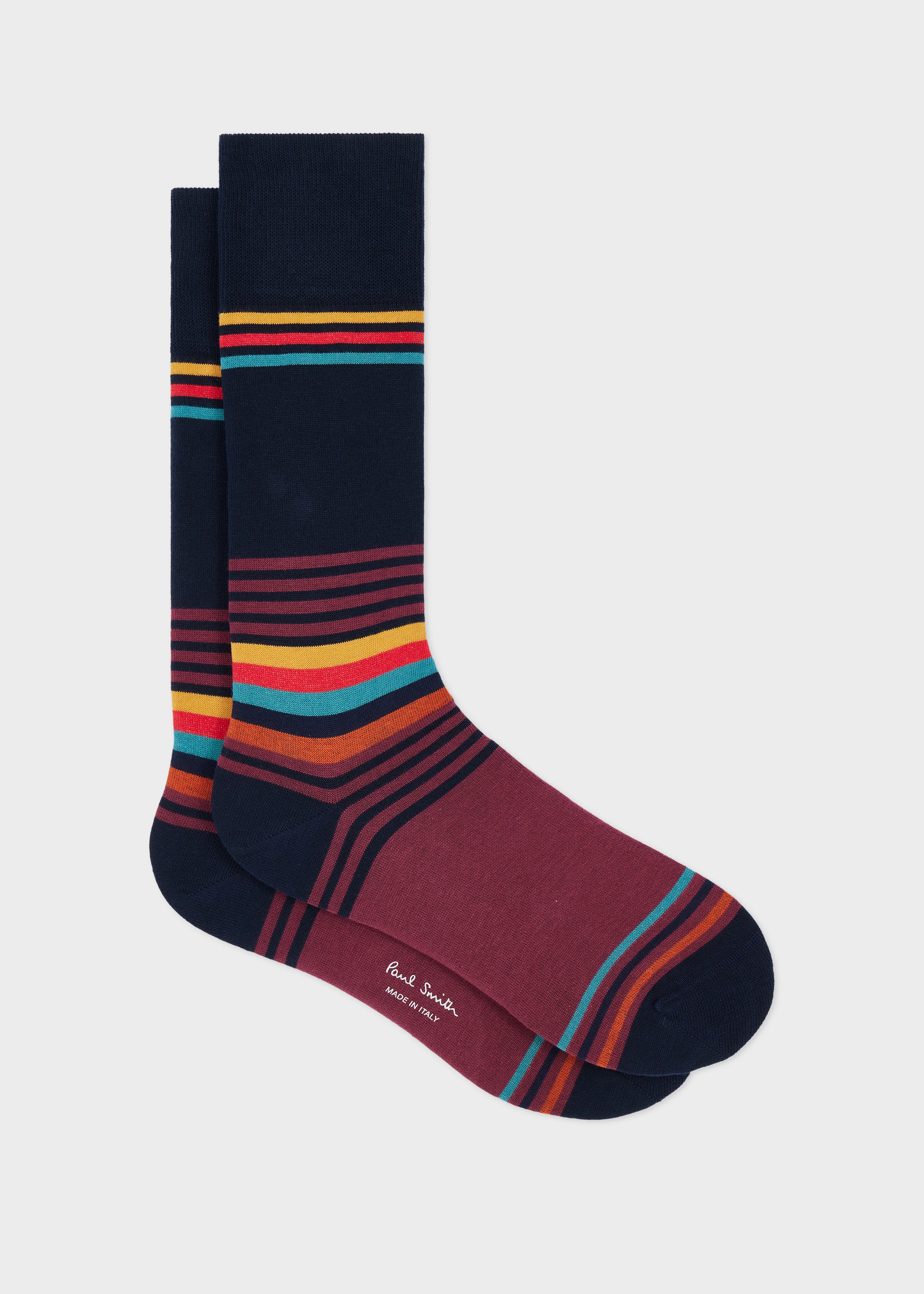 Navy 'Artist Stripe' Cotton-Blend Socks - 1
