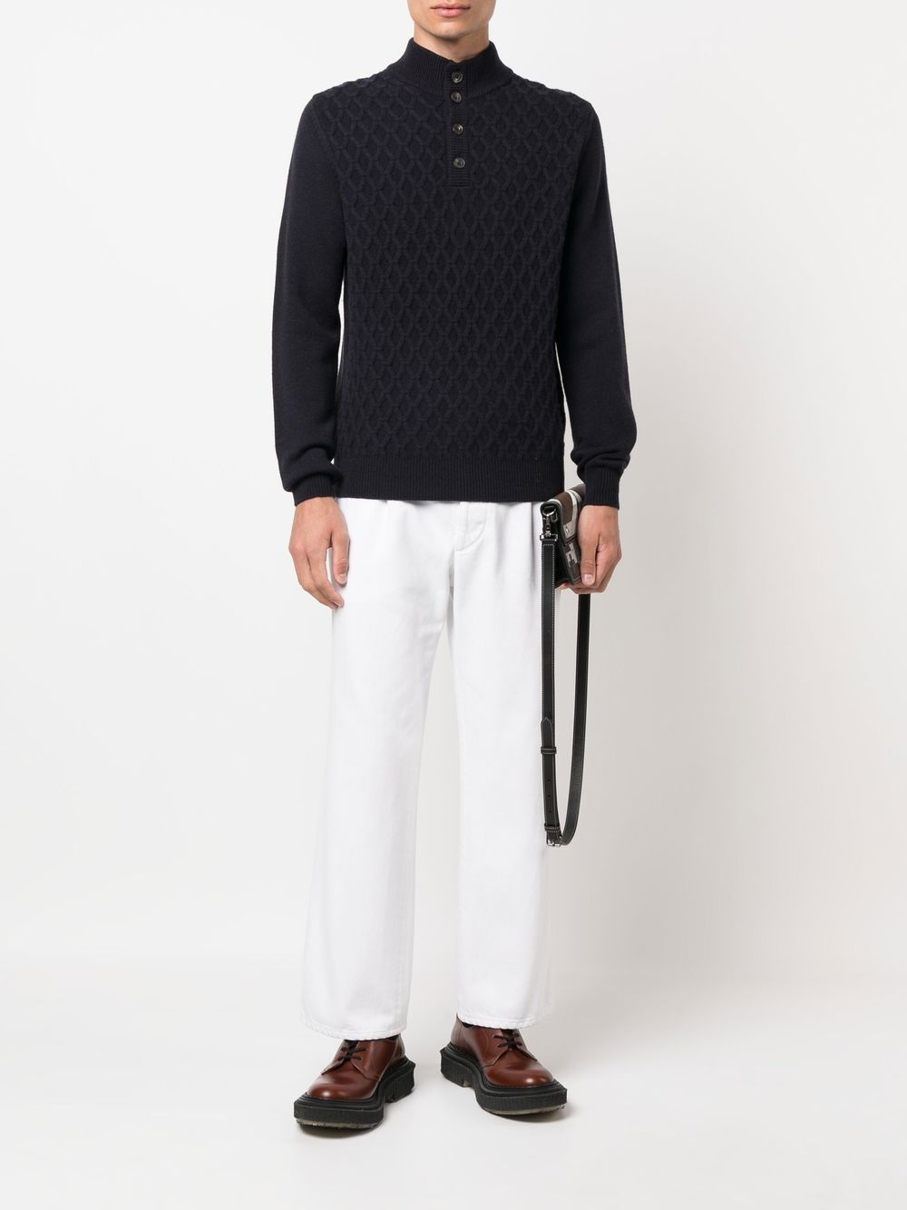 cable-knit long-sleeve jumper - 2