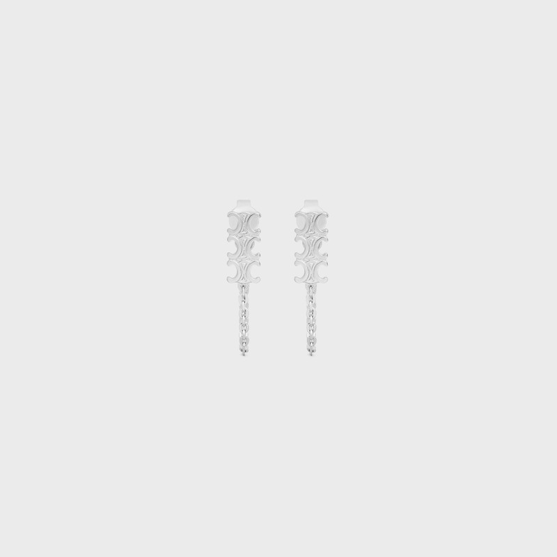 Triomphe Chain Earrings 에 Brass 와 Rhodium 끝 1