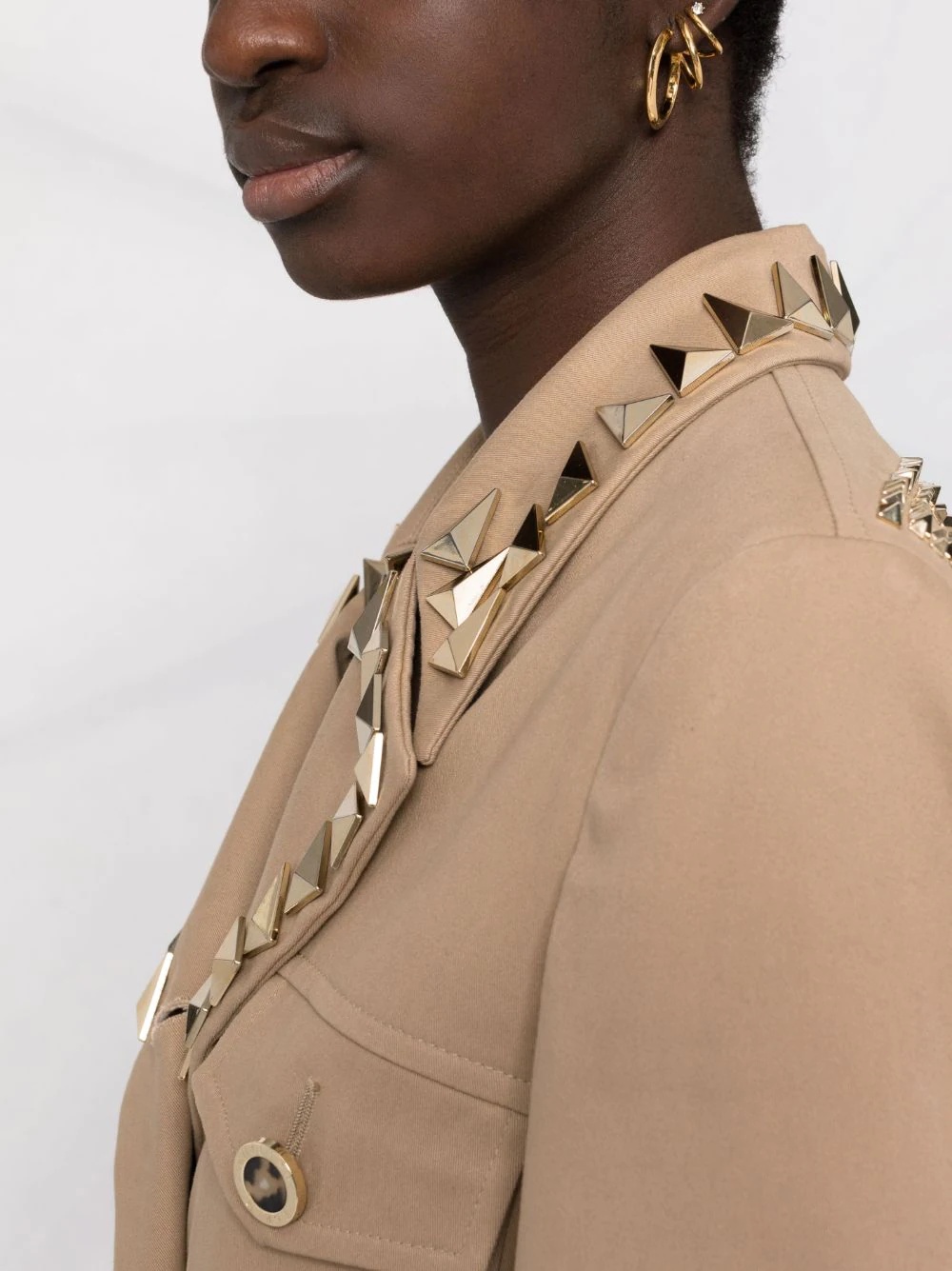 studded belted trench coat - 3