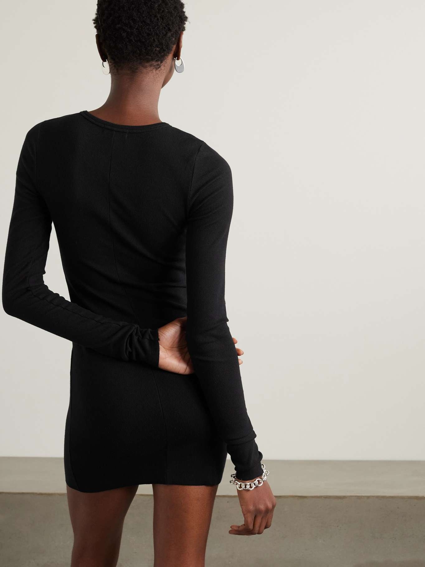 Ribbed stretch-jersey mini dress - 4