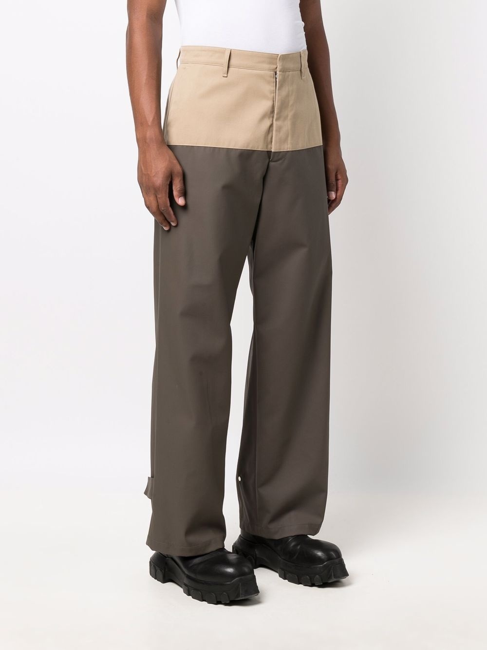 two-tone side-leg trousers - 3