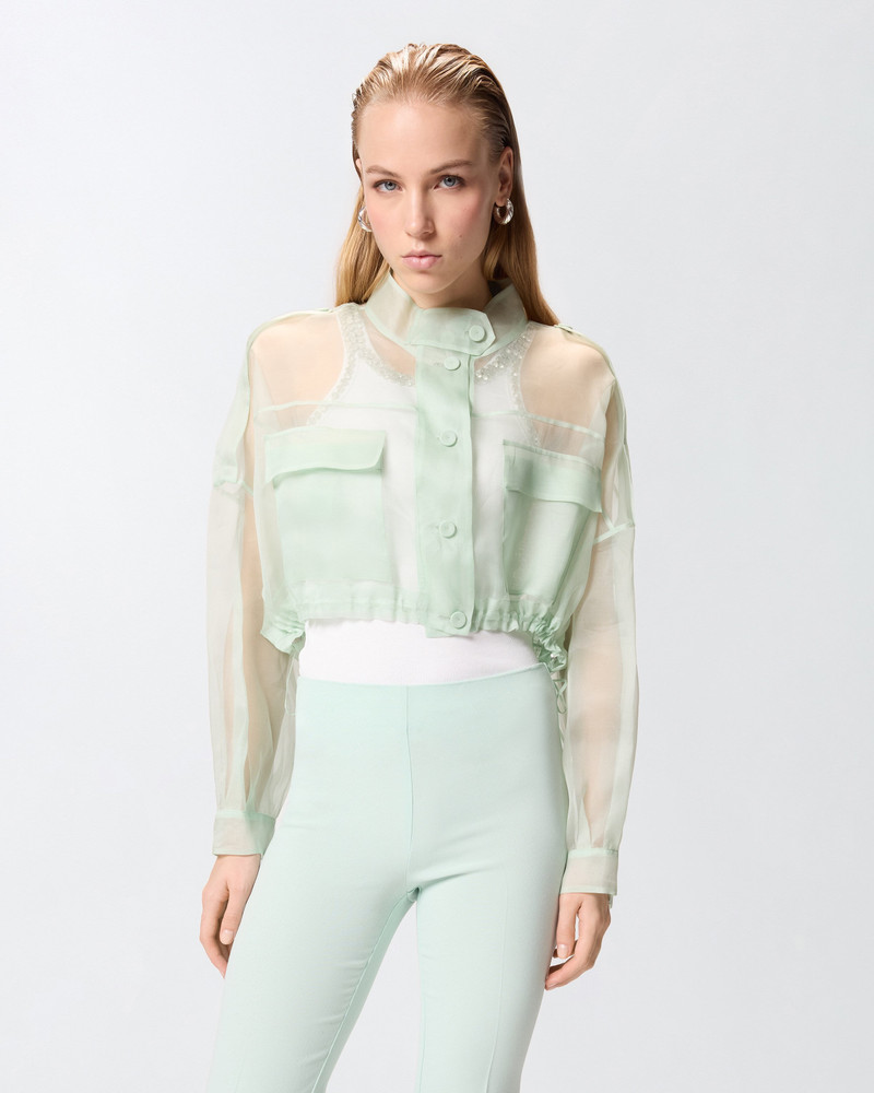 CROPPED PEA COAT IN PURE SILK ORGANZA 3