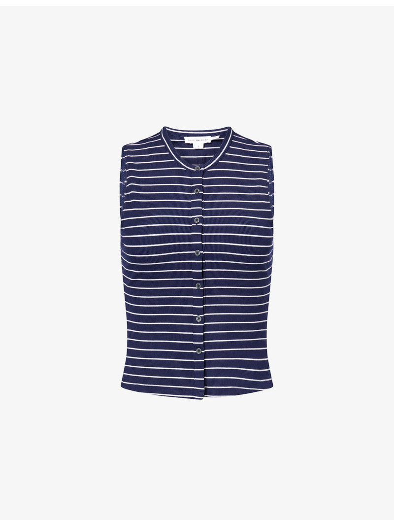 Striped Sleeveless Stretch-Knit Top 1