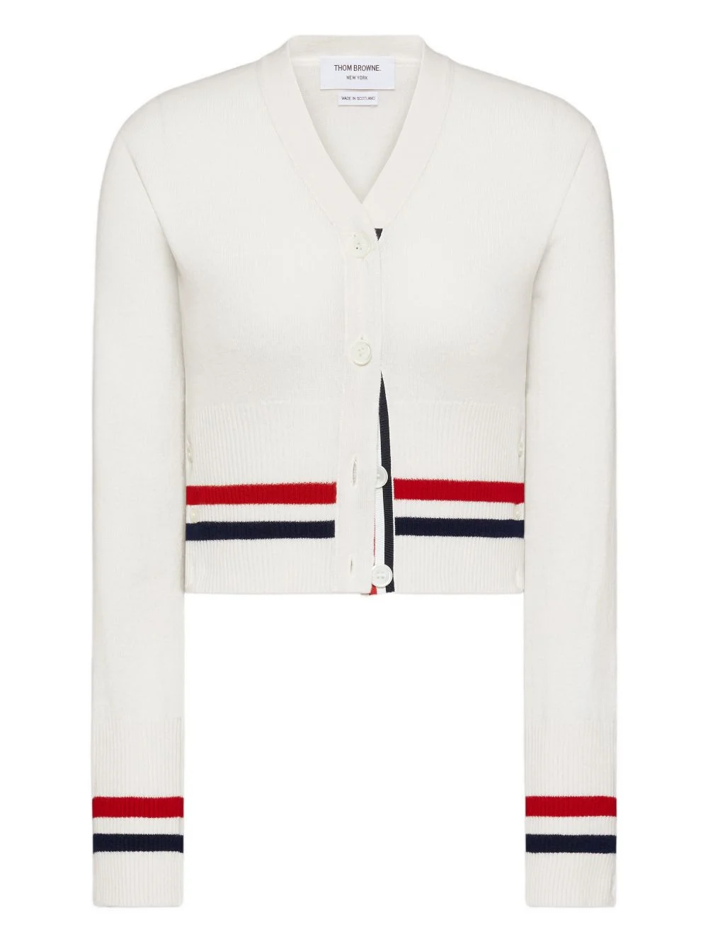 RWB-stripe cashmere cardigan - 1