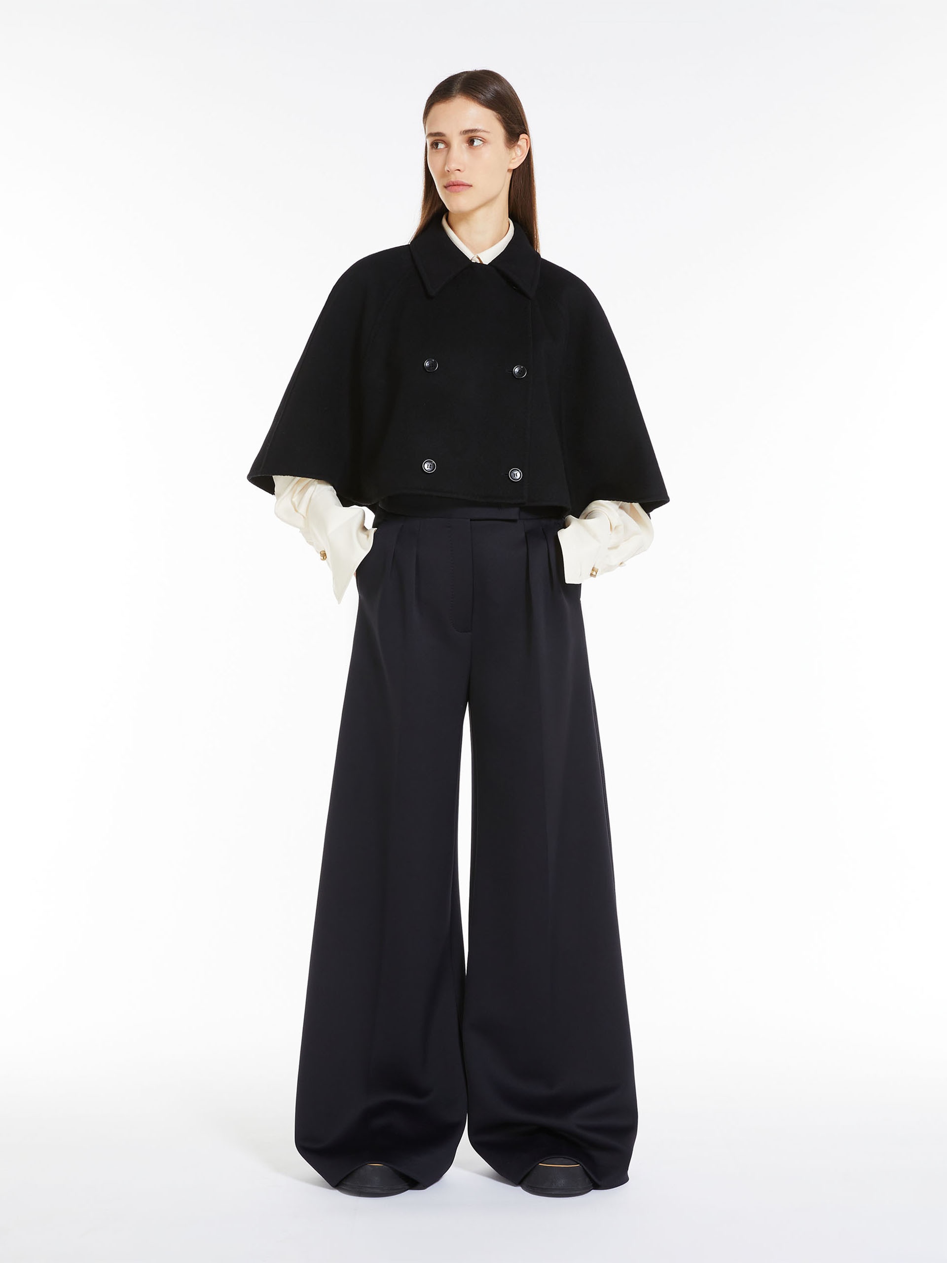 Max Mara VOLUME Short wool and cashmere cape | REVERSIBLE