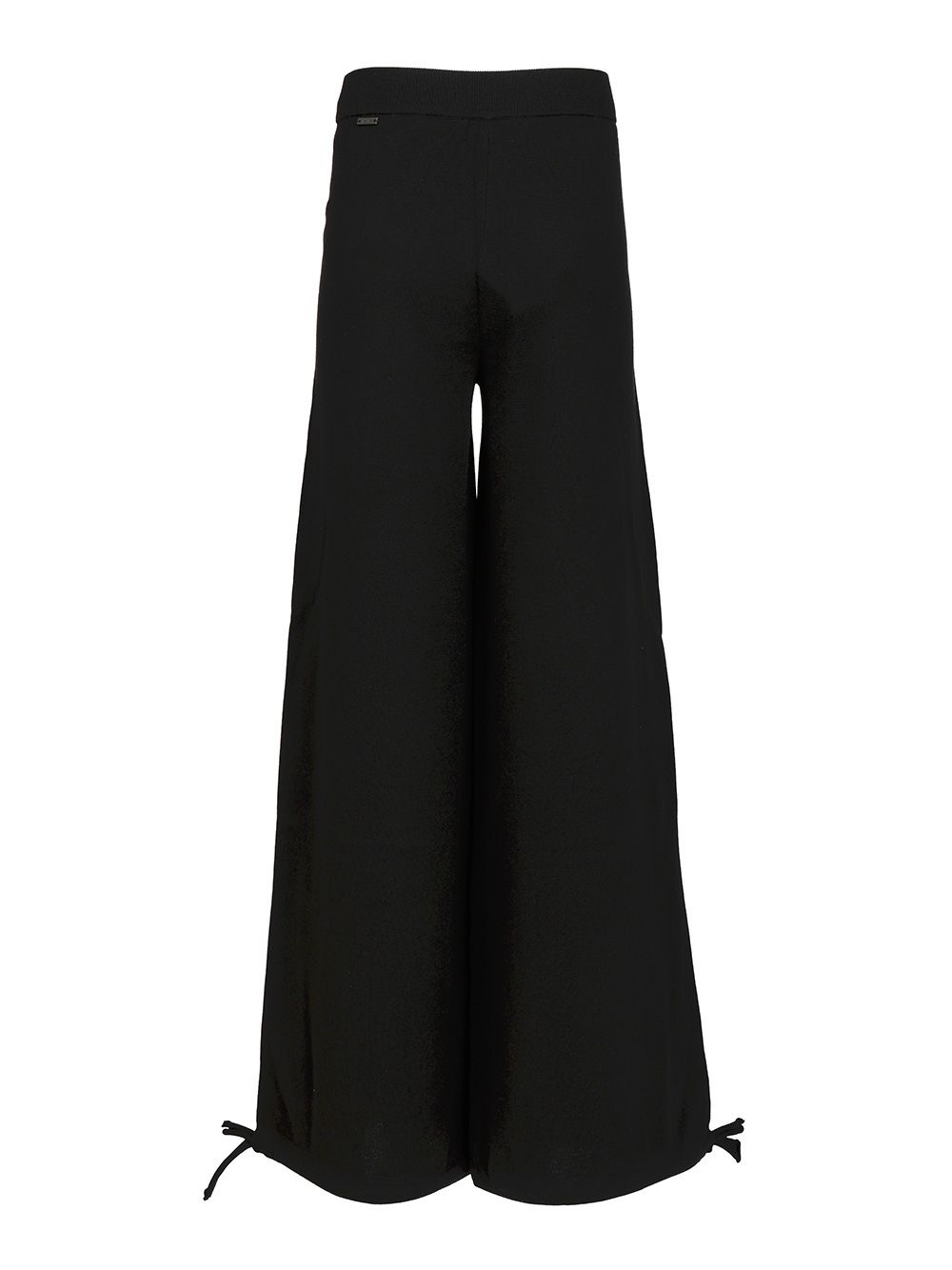 Nigeria Wool Knit Baloon Pants Drawstrings On Hem Trousers Black - 2
