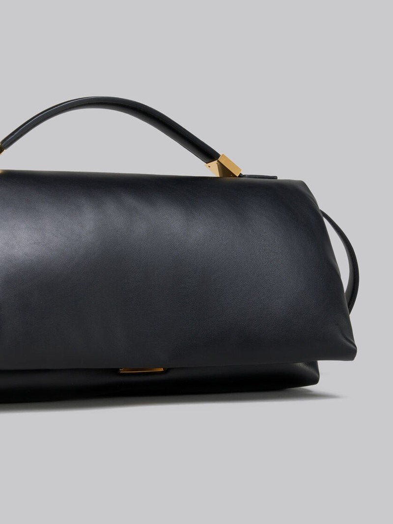 BLACK LEATHER PRISMA TOP HANDLE BAG 4