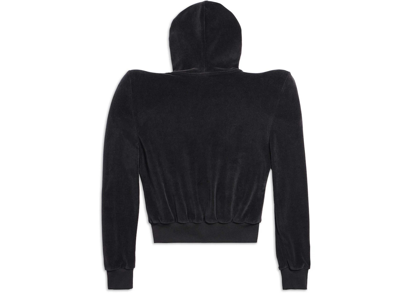 Balenciaga Round Shoulder Zip-Up Hoodie Small Fit in Black Black - 2
