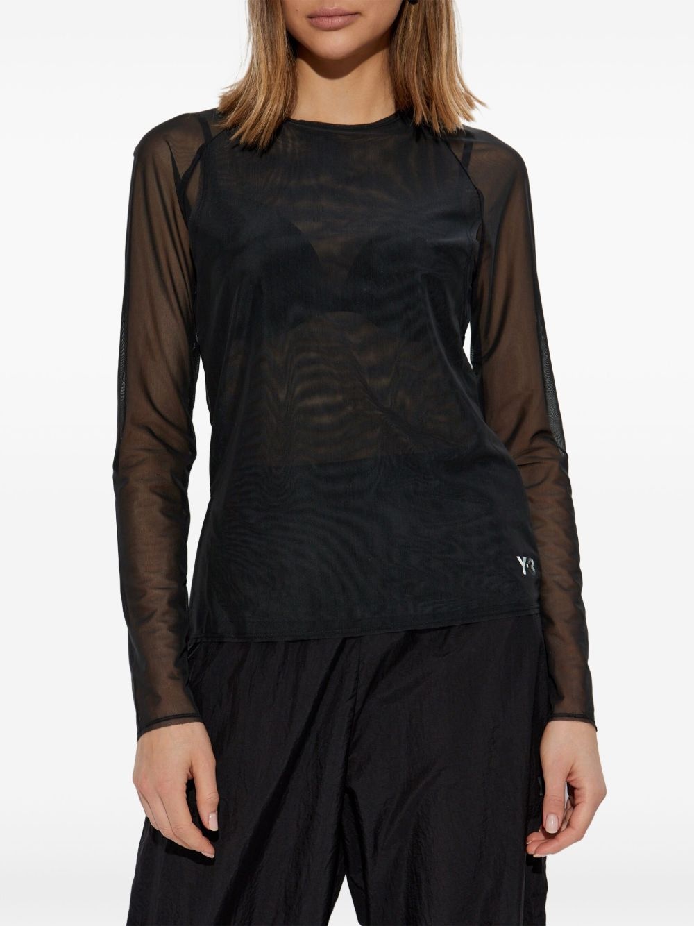mesh long-sleeve top - 3