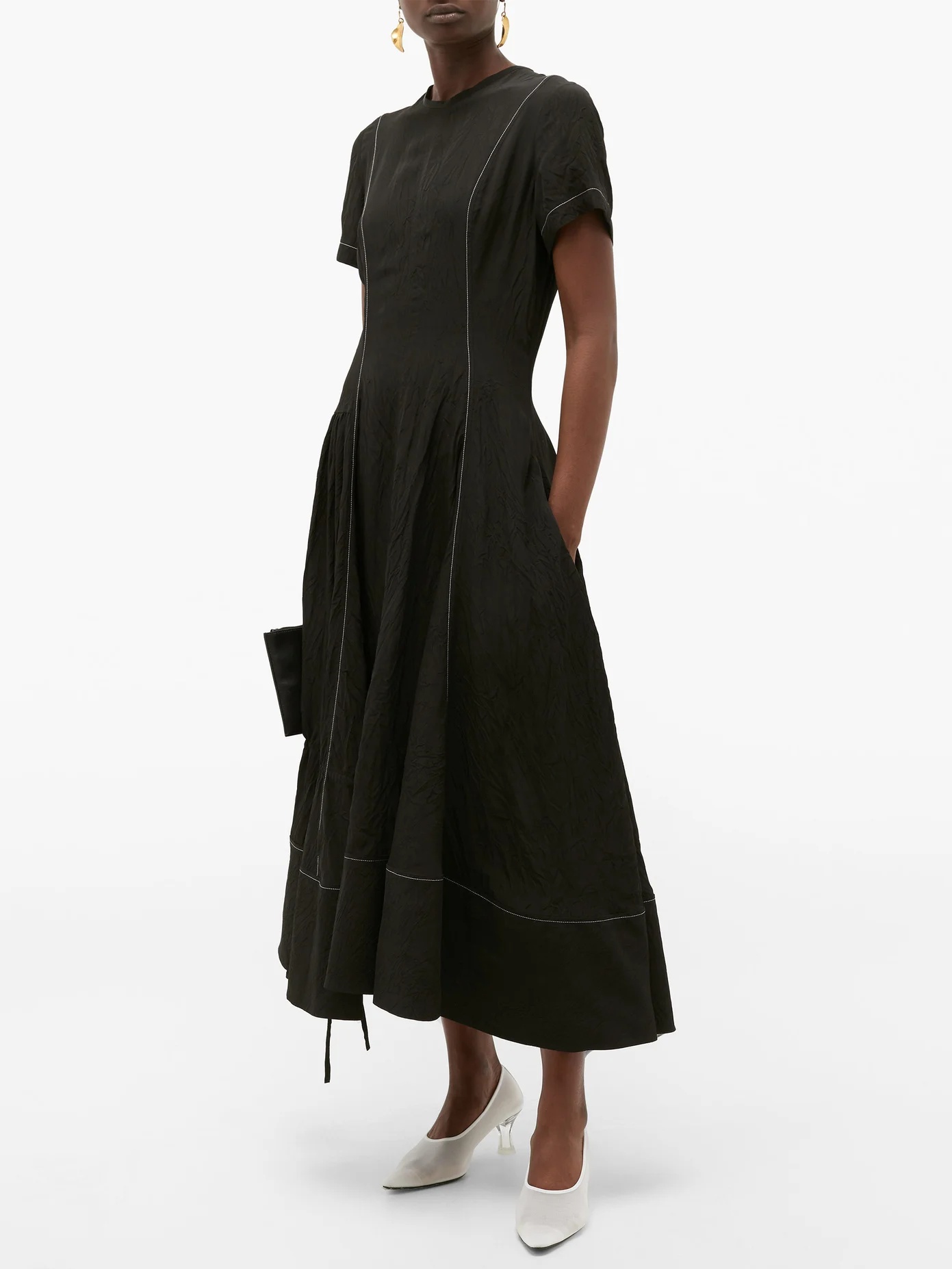 Contrast-seam crepe dress - 3