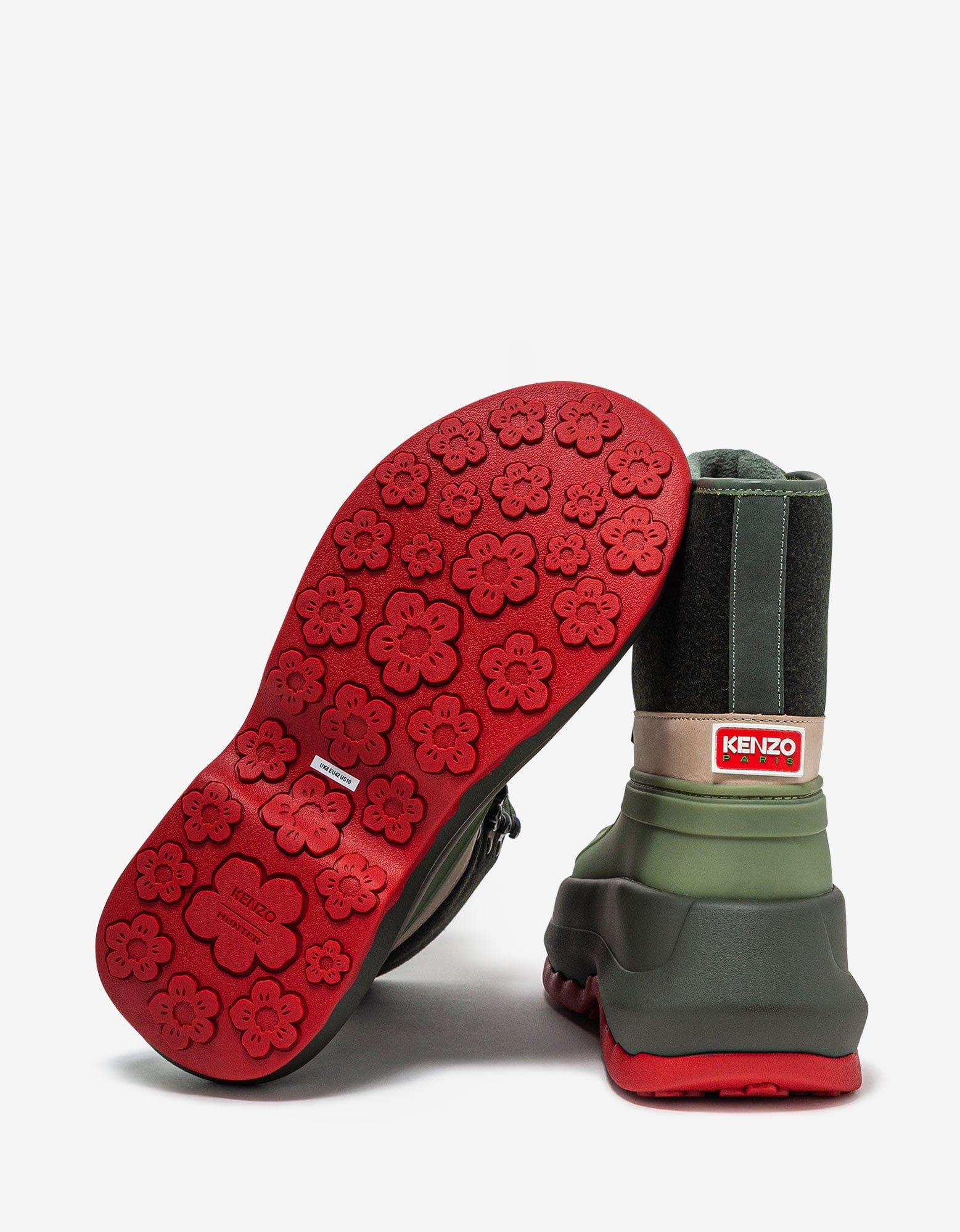 Kenzo Hunter Green Utilitarian Ankle Boots - 3