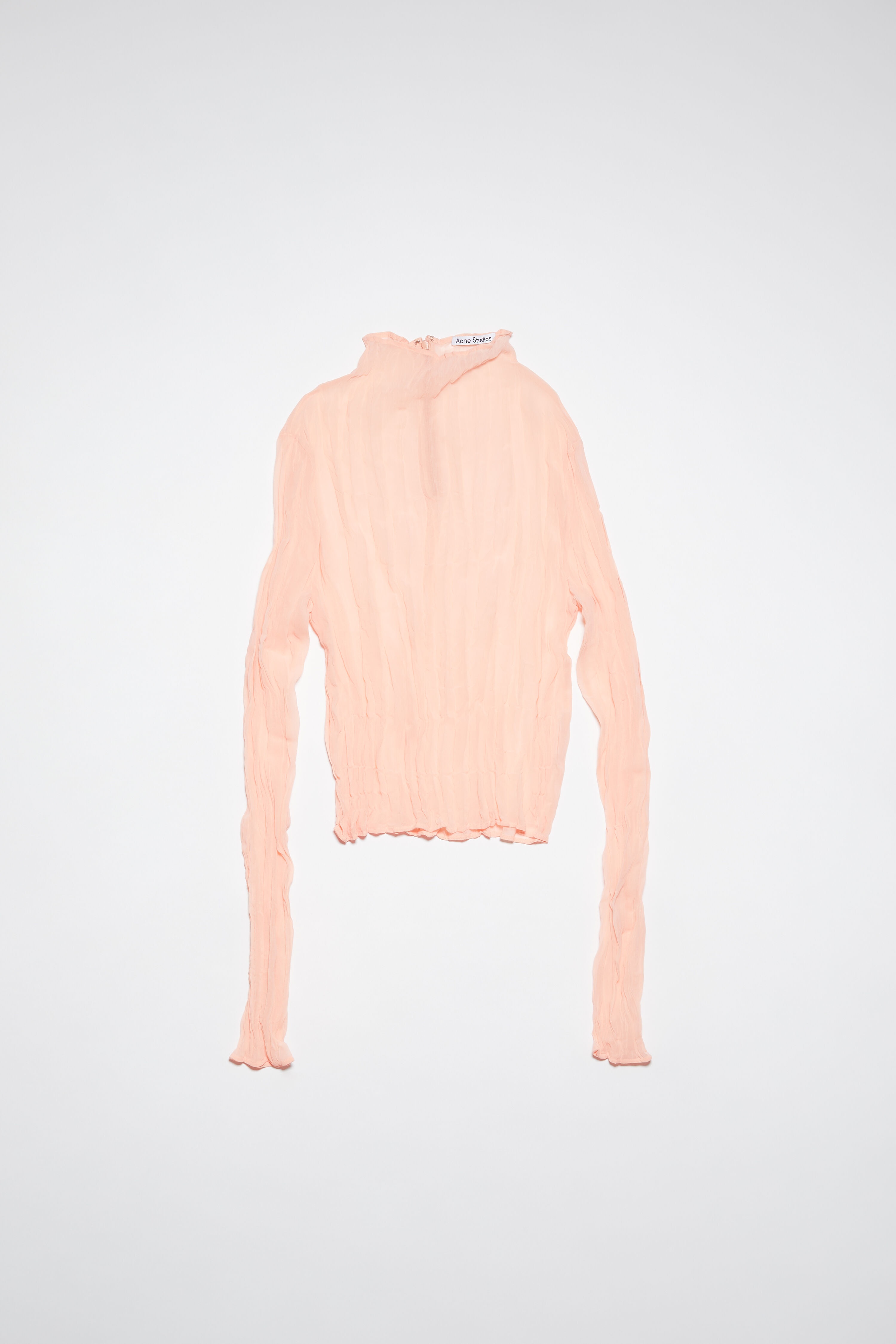 Crinkled high neck top - Peach pink - 1