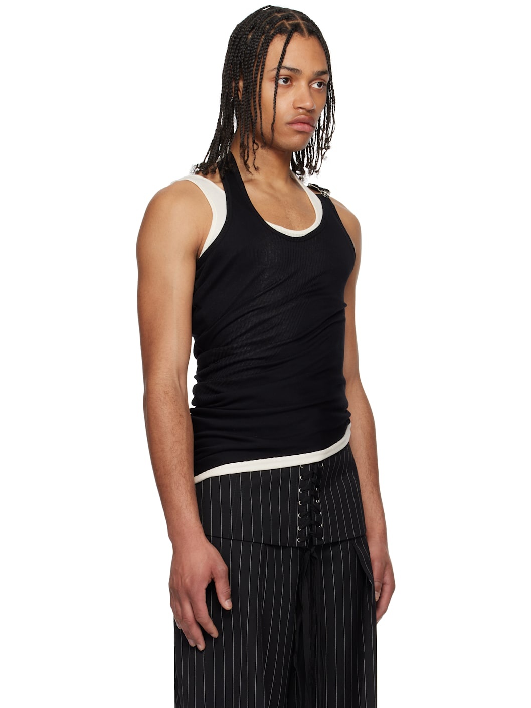 Black & Off-White 'The Red Draped Double' Tank Top - 2