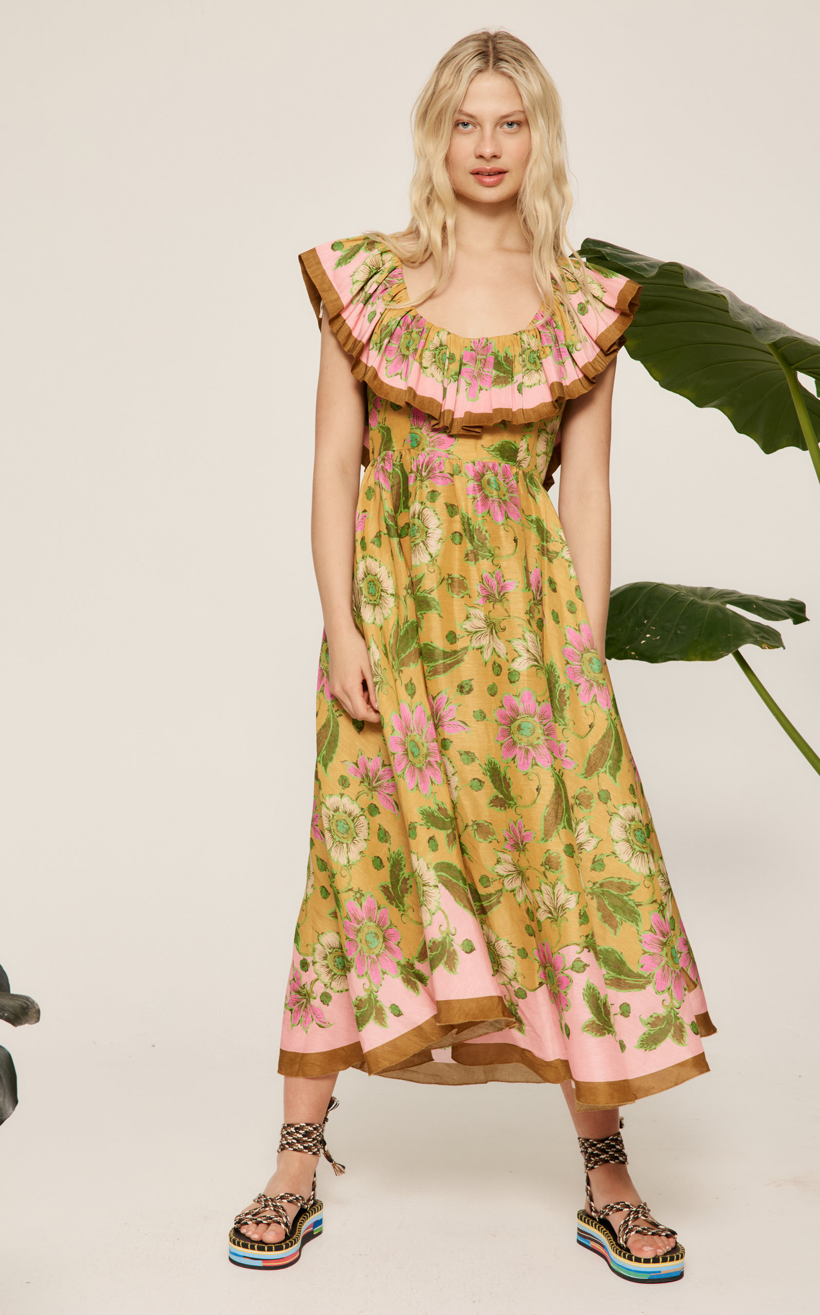Winnie Ruffle Neck Midi Dress multi - 3