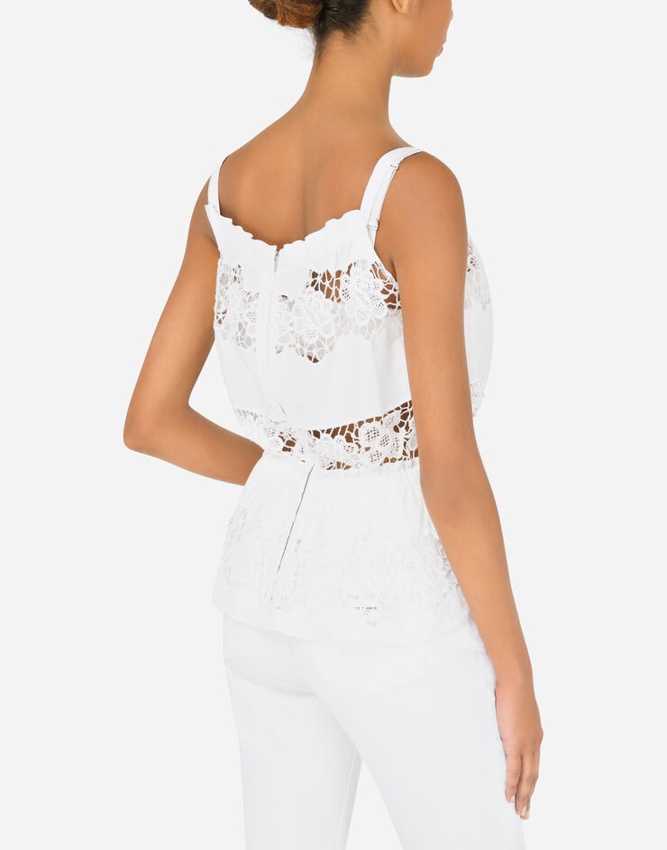 Poplin top with openwork embroidery - 5