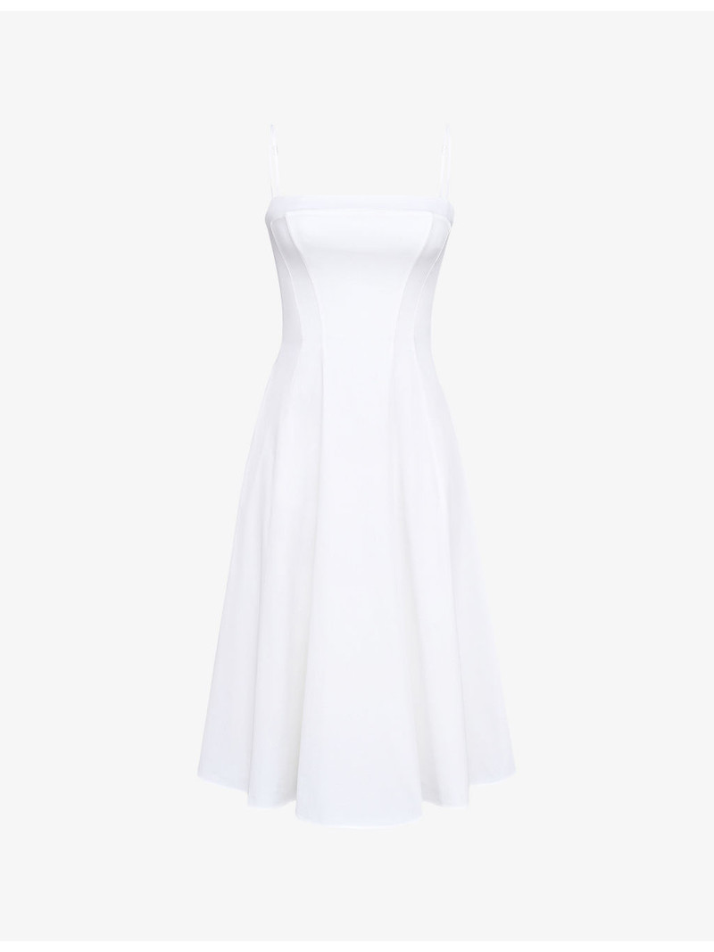 Dolly Square-Neck Stretch-Cotton Midi Dress 1