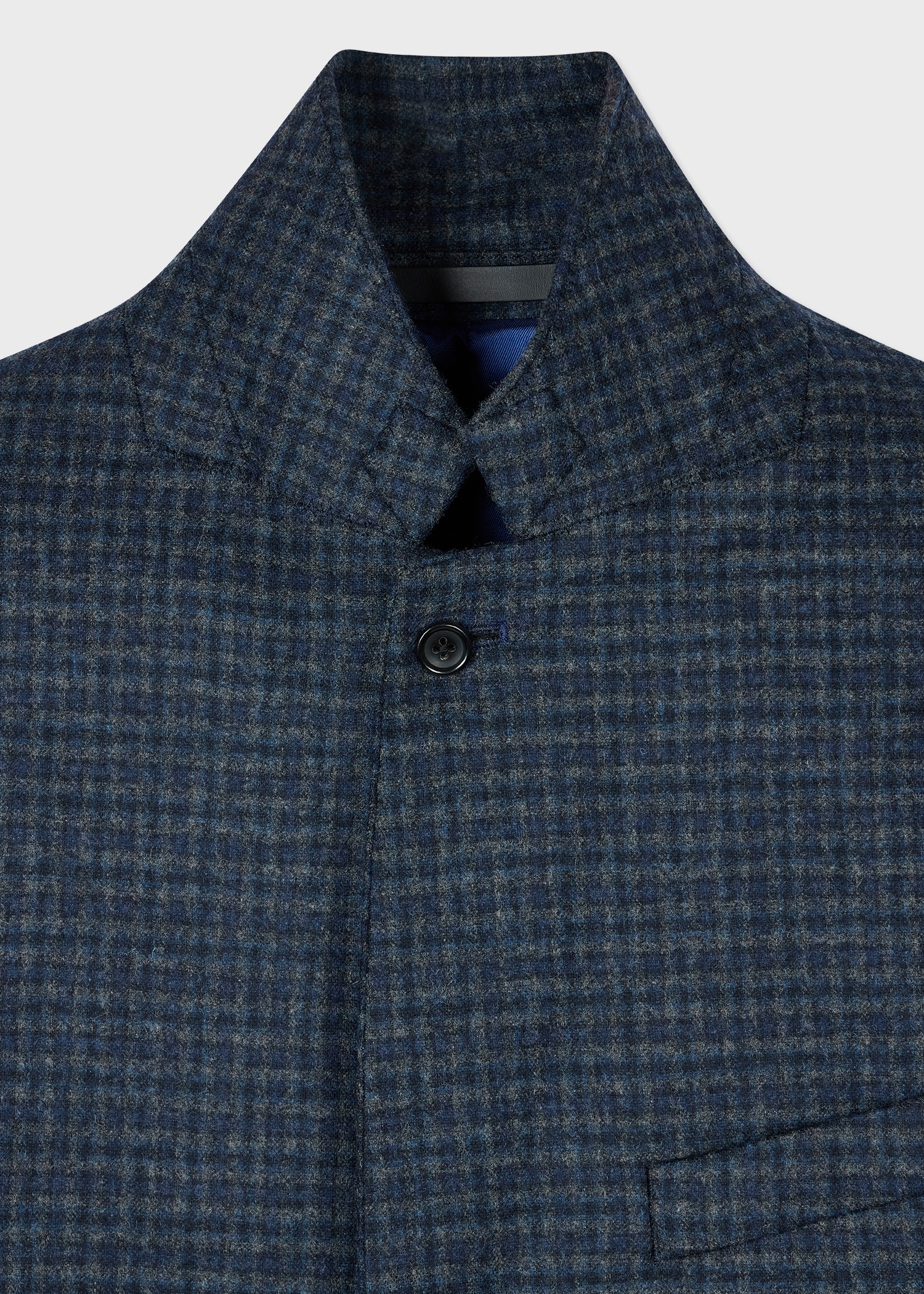 Navy and Grey Check Wool-Blend Overcoat - 2