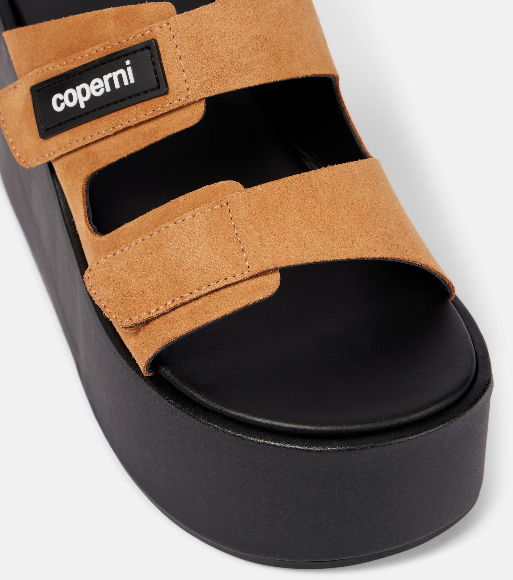 Logo suede wedge mules - 5