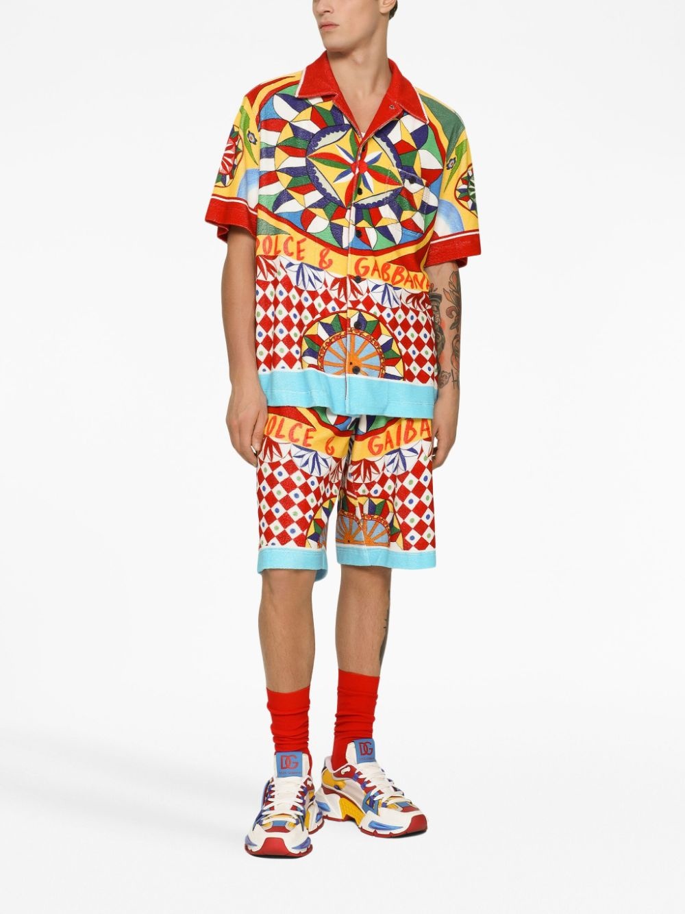 Carreto-print cotton bermuda shorts - 3
