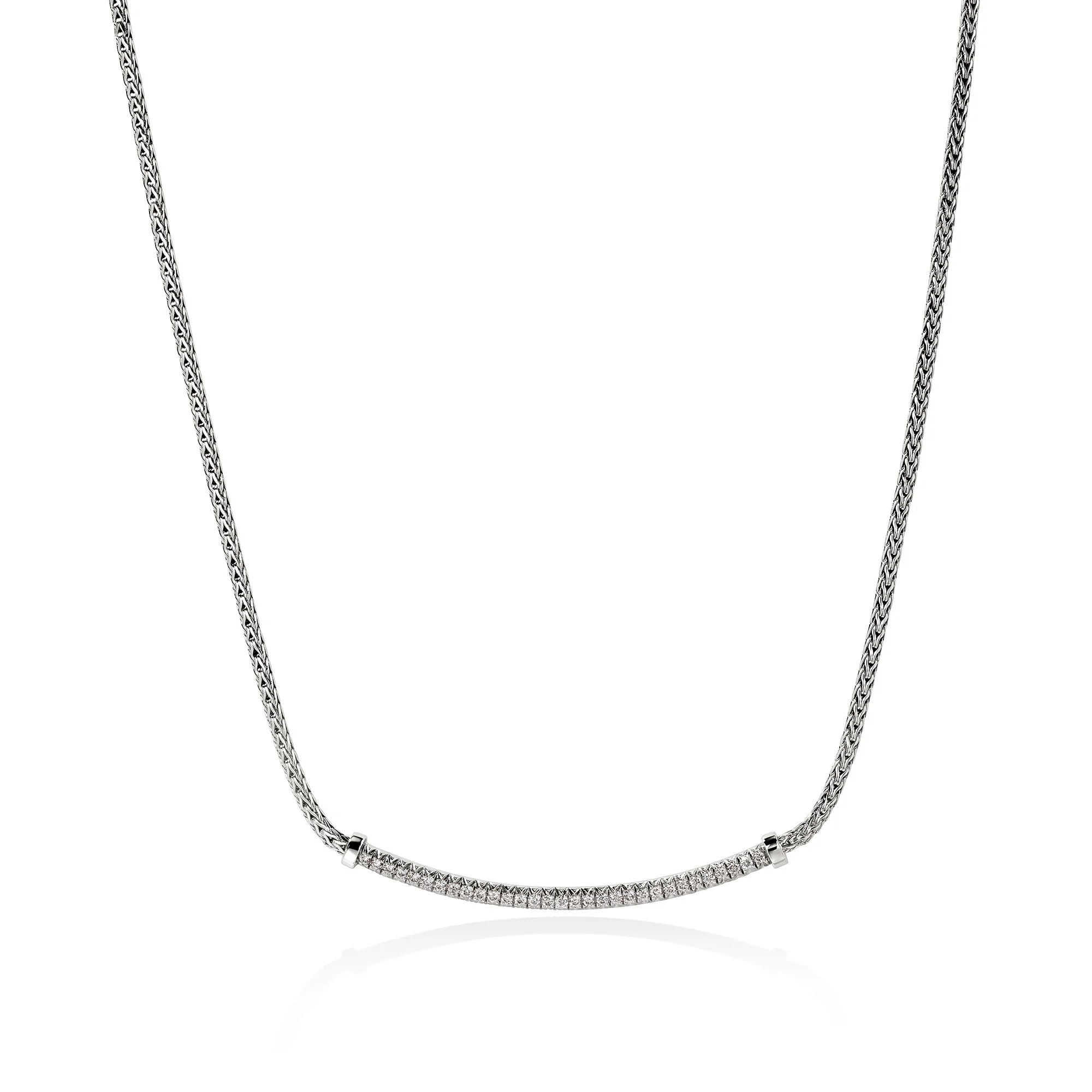 JH Essential Pavé Necklace, Sterling Silver, Diamonds, 1.8MM - 1