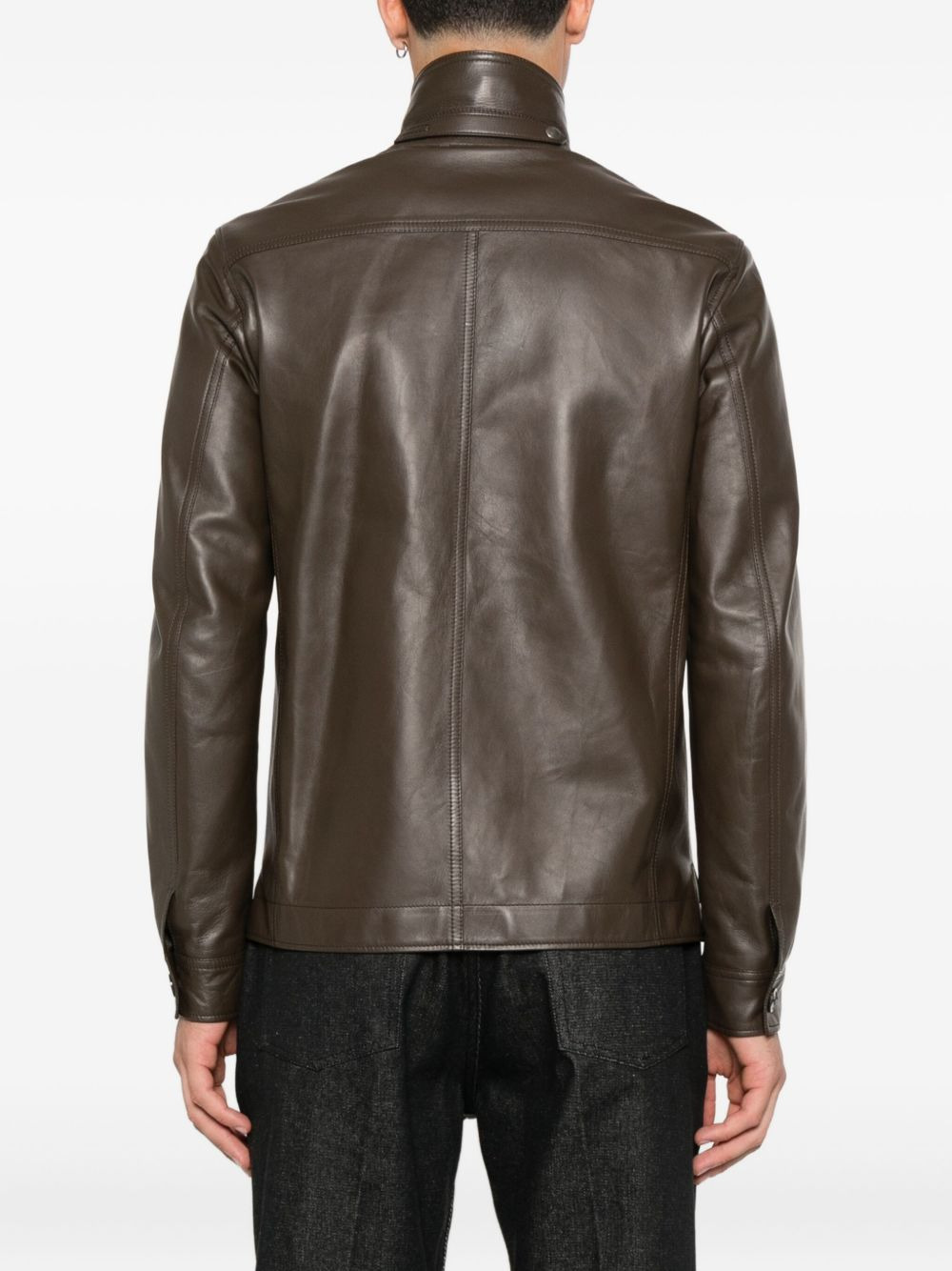 oversized leather jacket - 4