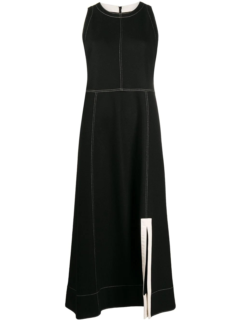 contrast stitching midi dress - 1