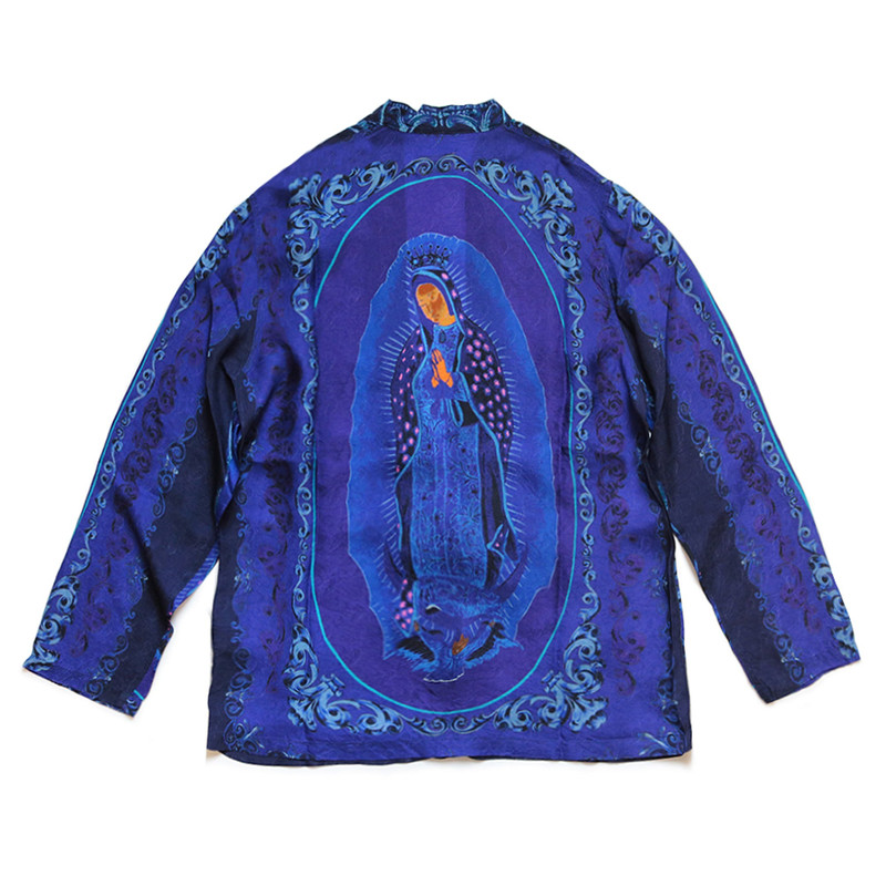 RAYON VIRGIN MARY KIMONO SHIRT - PURPLE 3