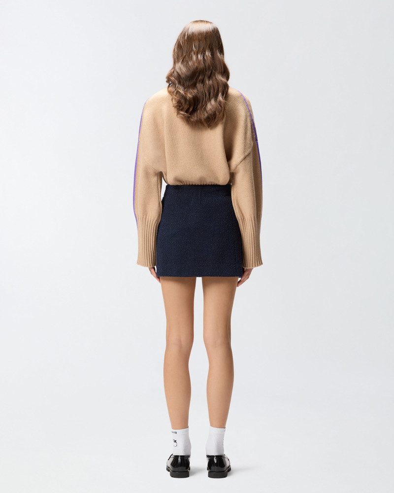 COTTON AND WOOL BOUCLÉ MINI WRAP SKIRT 5