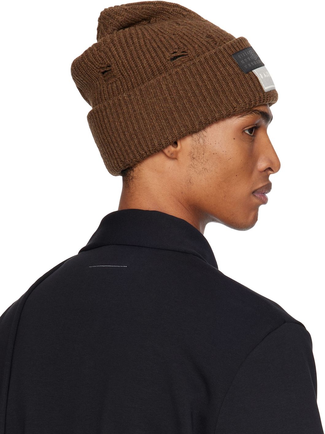 Brown Logo Patch Beanie - 3