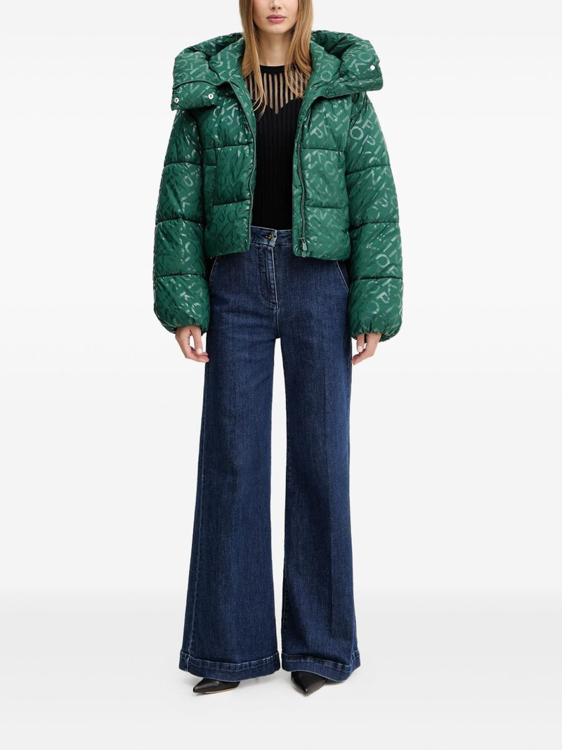 PINKO hooded logo-pattern jacket outlook