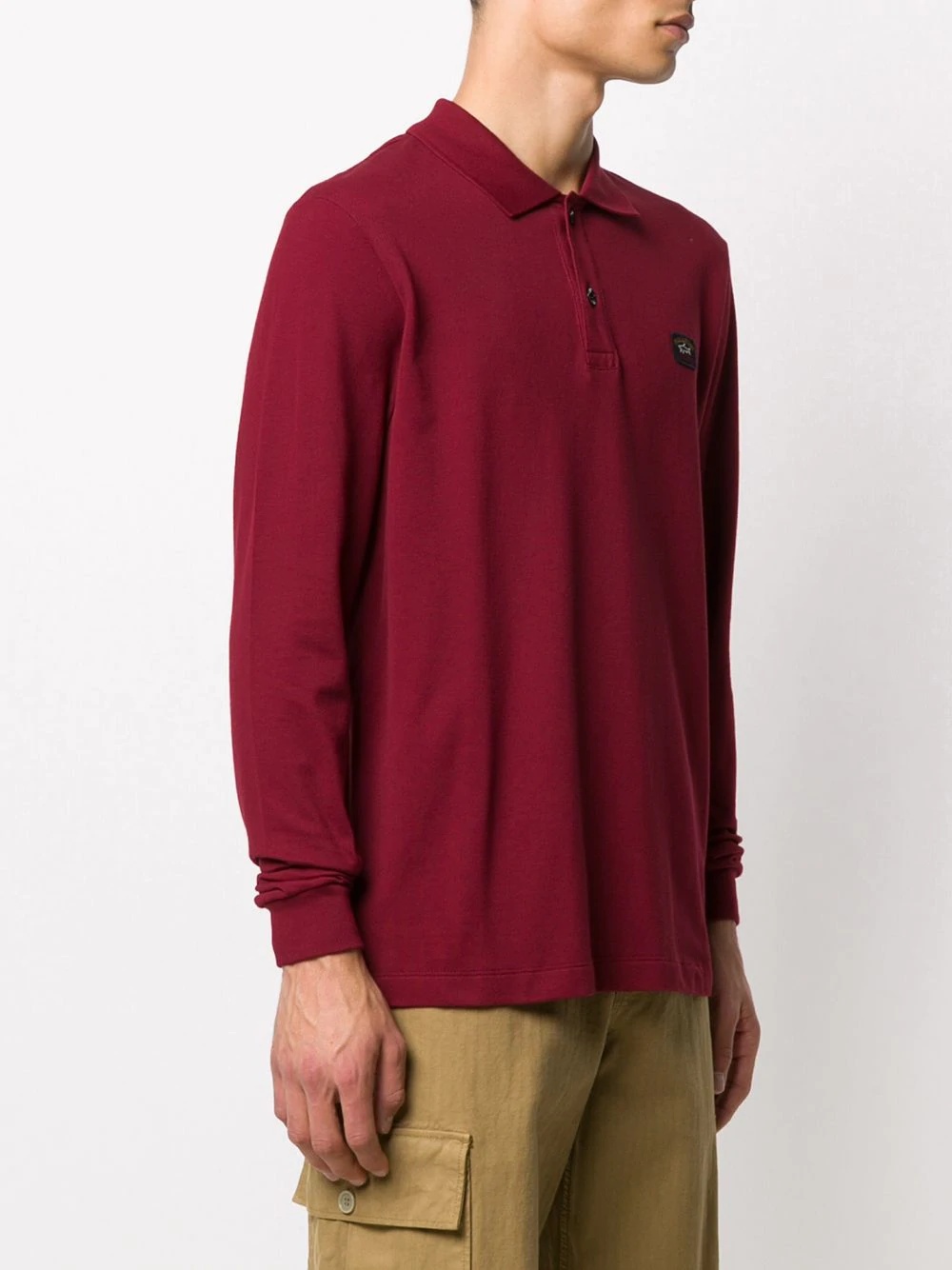 logo-patch long sleeved polo shirt - 3