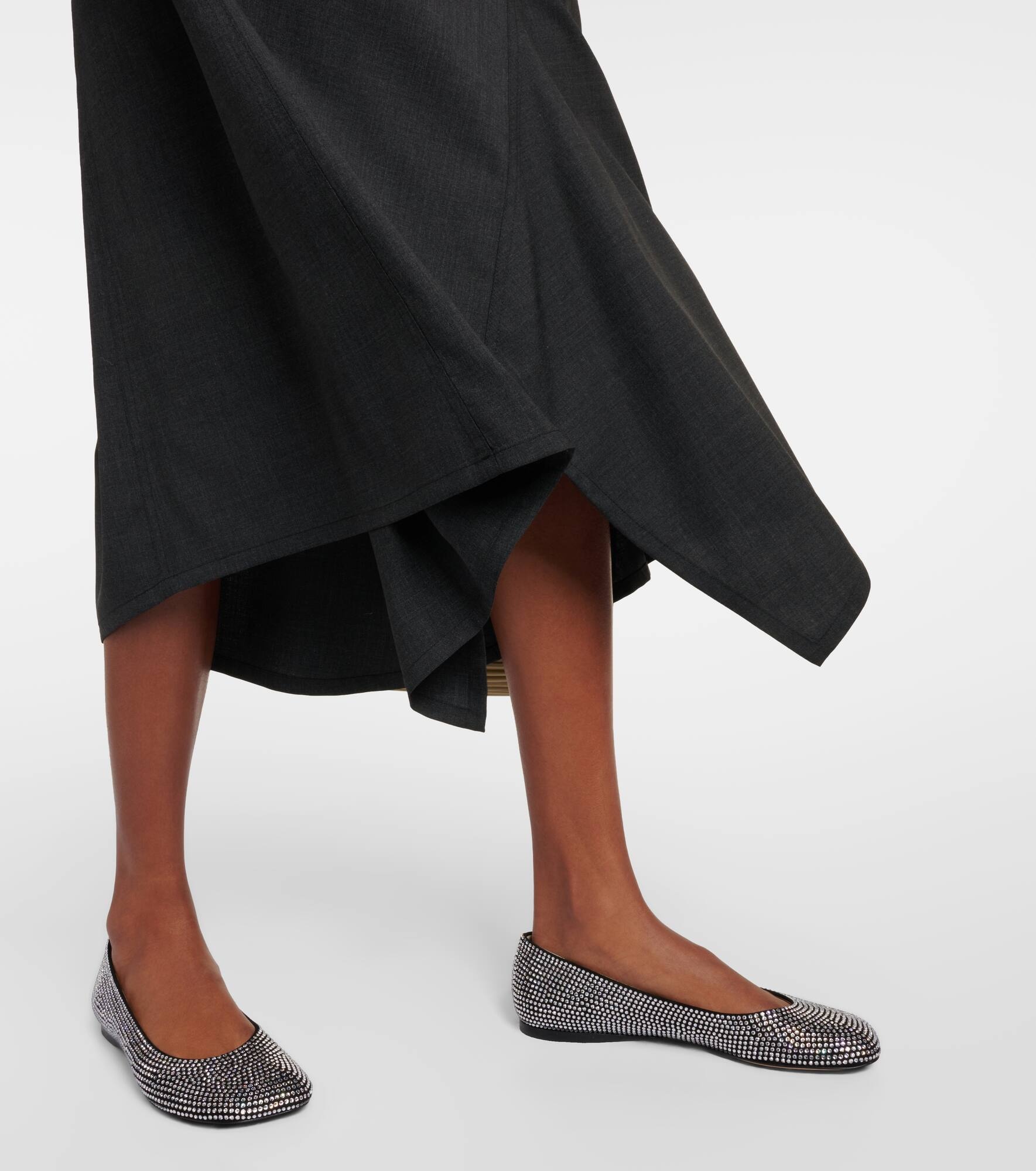 Asymmetric wool midi skirt - 5